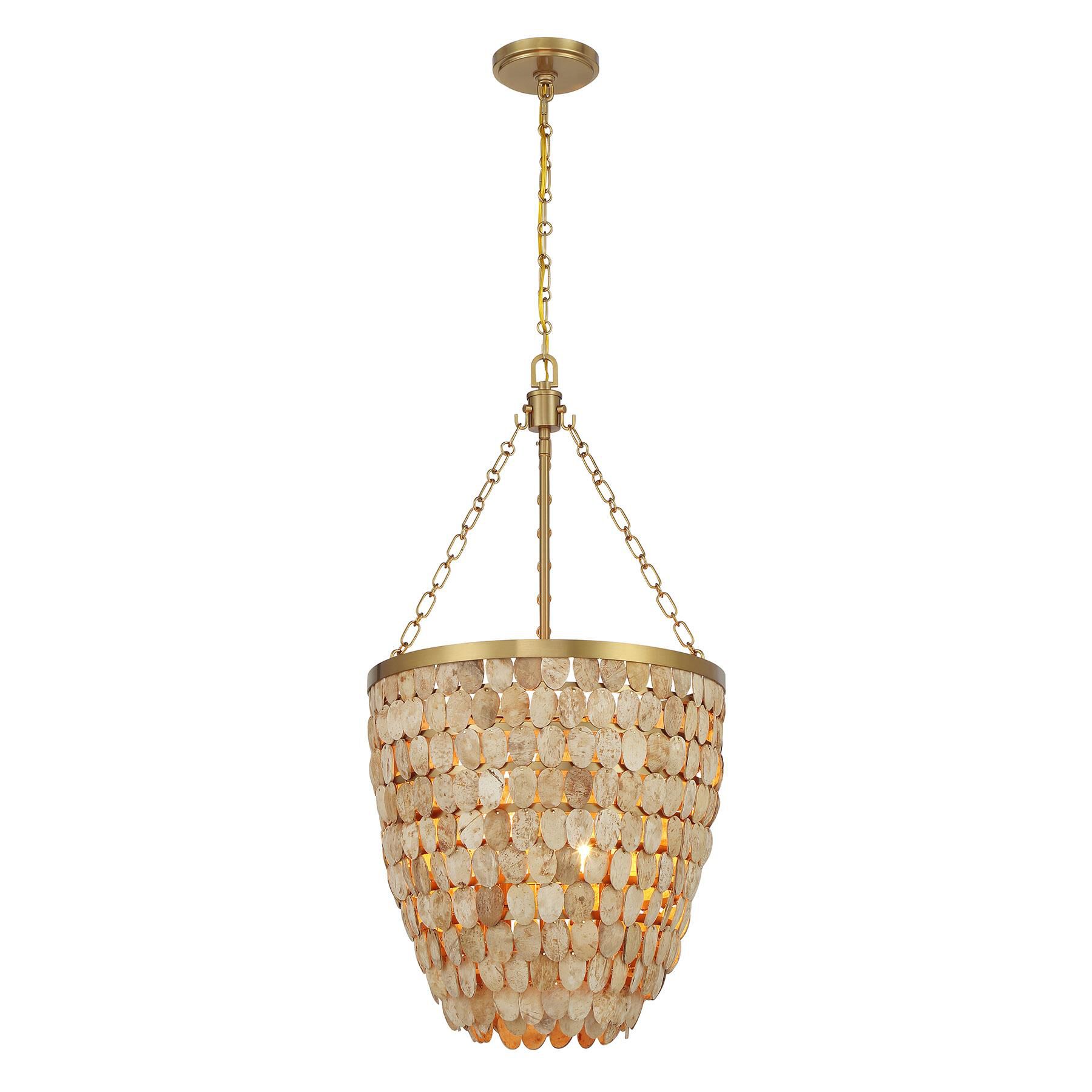 Shown in Warm Brass finish and Coconut Shell shade