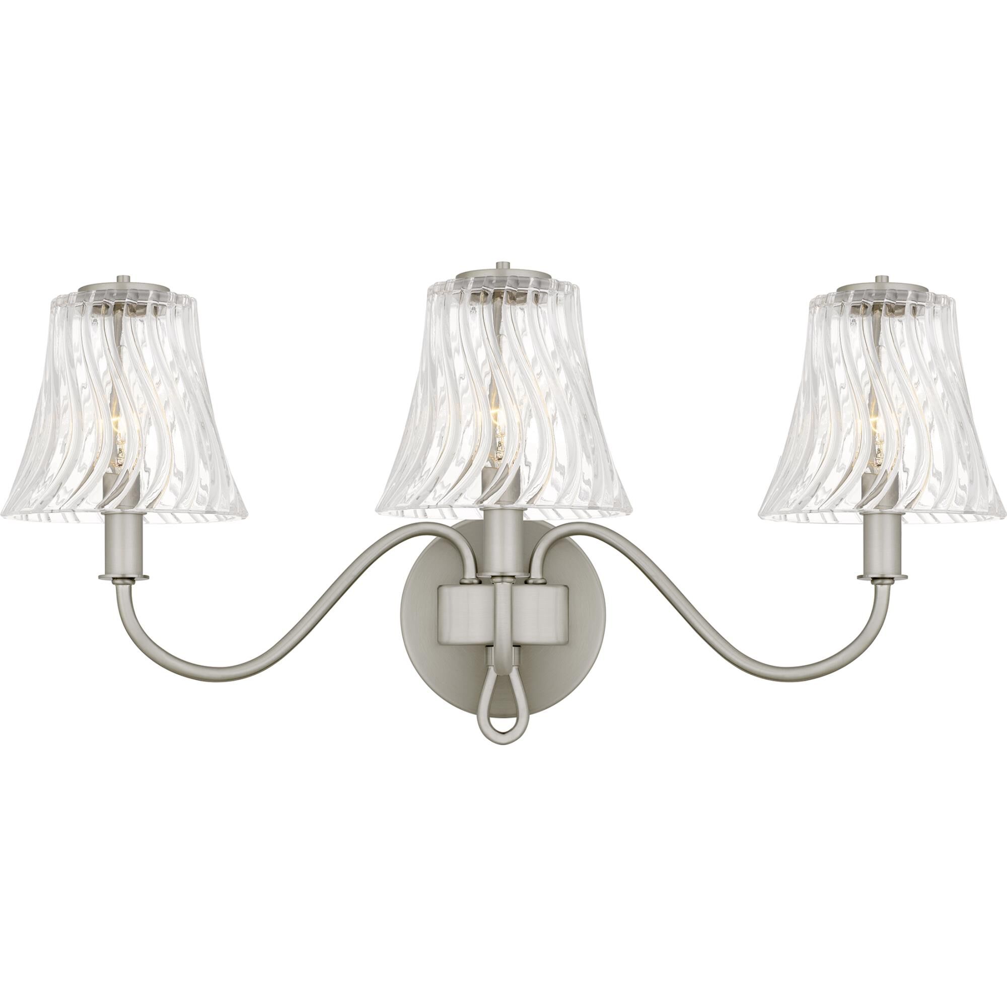 Shown in Brushed Nickel finish and Clear Swirl Glass shade