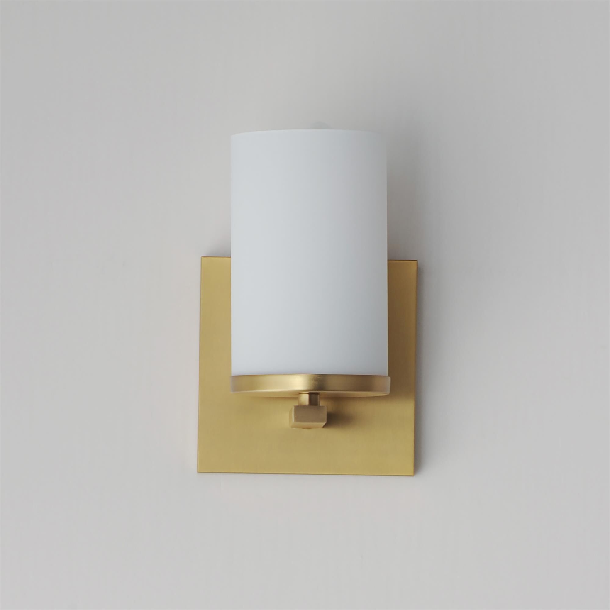 Shown in Satin Brass finish and Satin White glass and Glass shade