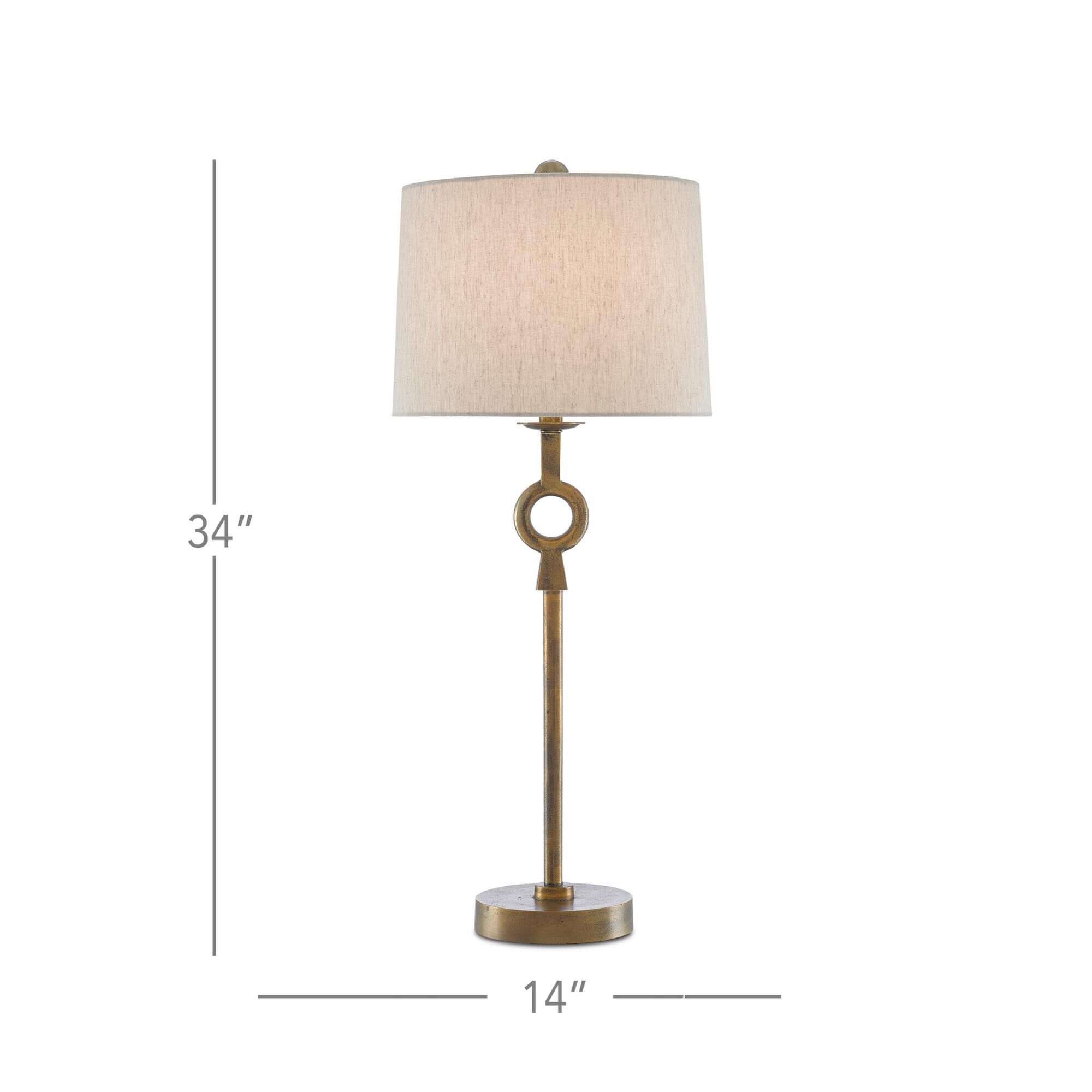 Shown in Antique Brass finish and Natural Flax shade