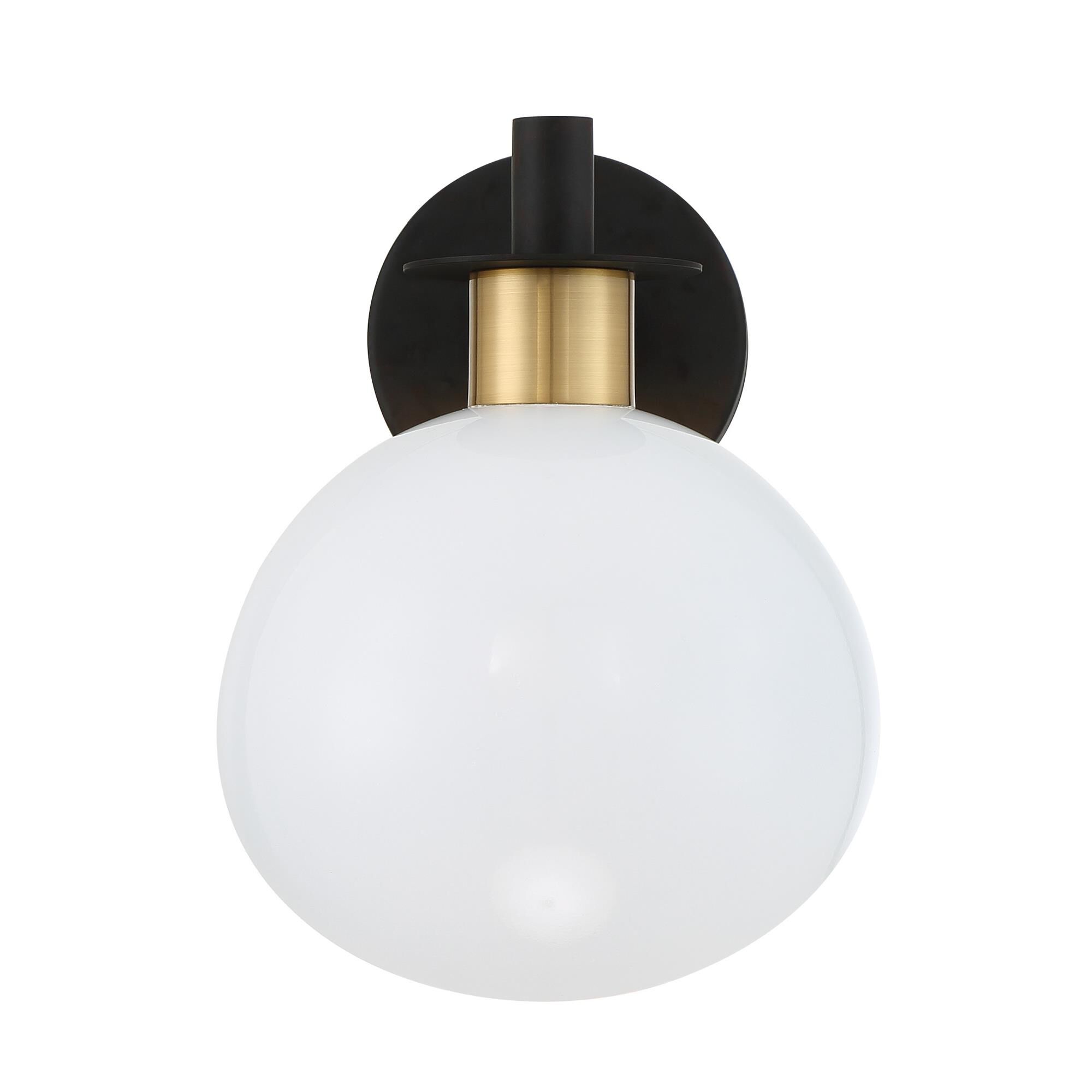 Shown in Matte Black and Aged Brass finish and Metal shade