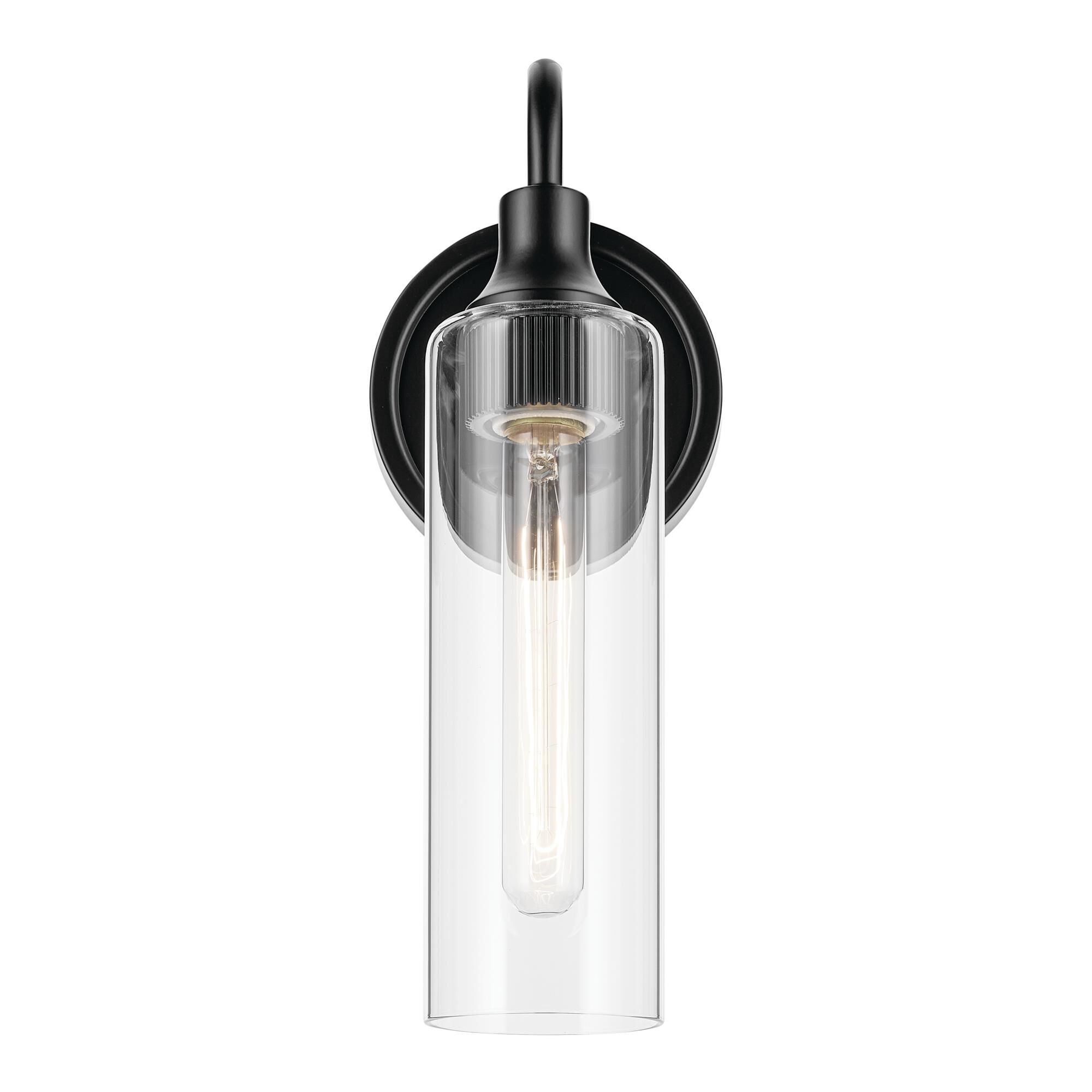 Shown in Black finish and Clear glass