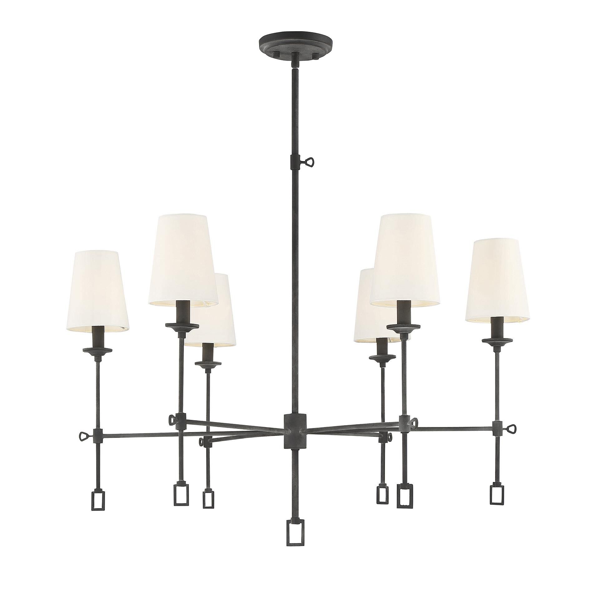 Shown in Oxidized Black finish and Fabric shade