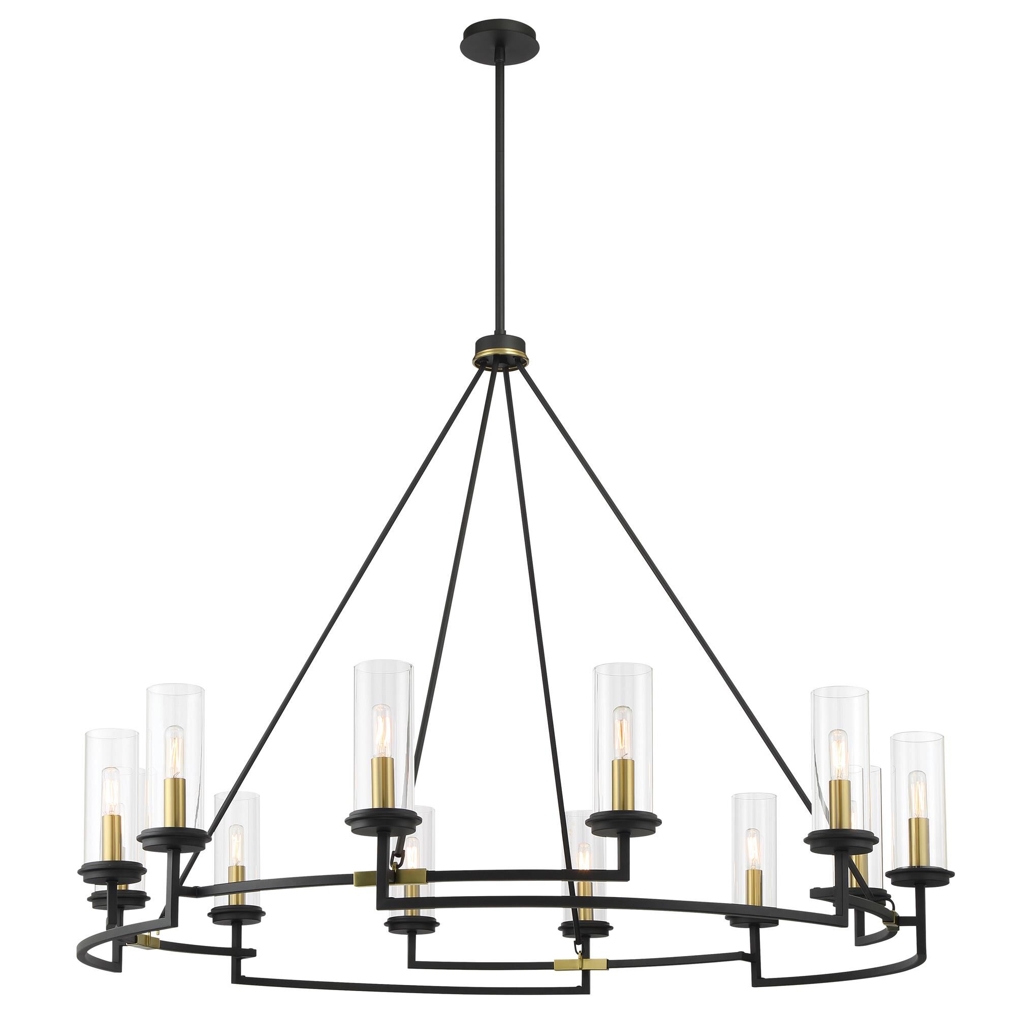 Shown in Sand Coal and Soft Brass finish and Clear glass