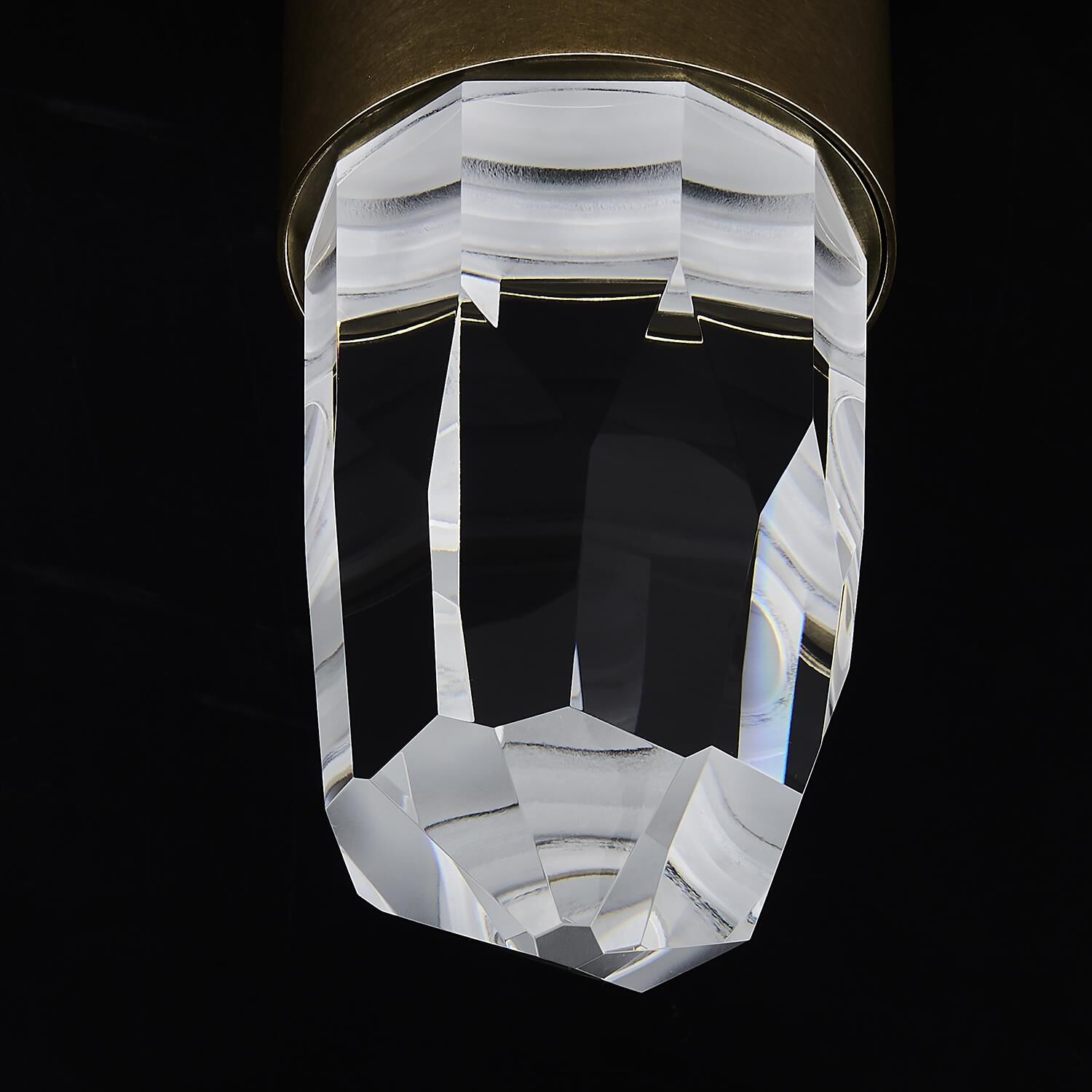 Shown in True Brass finish and Clear crystal