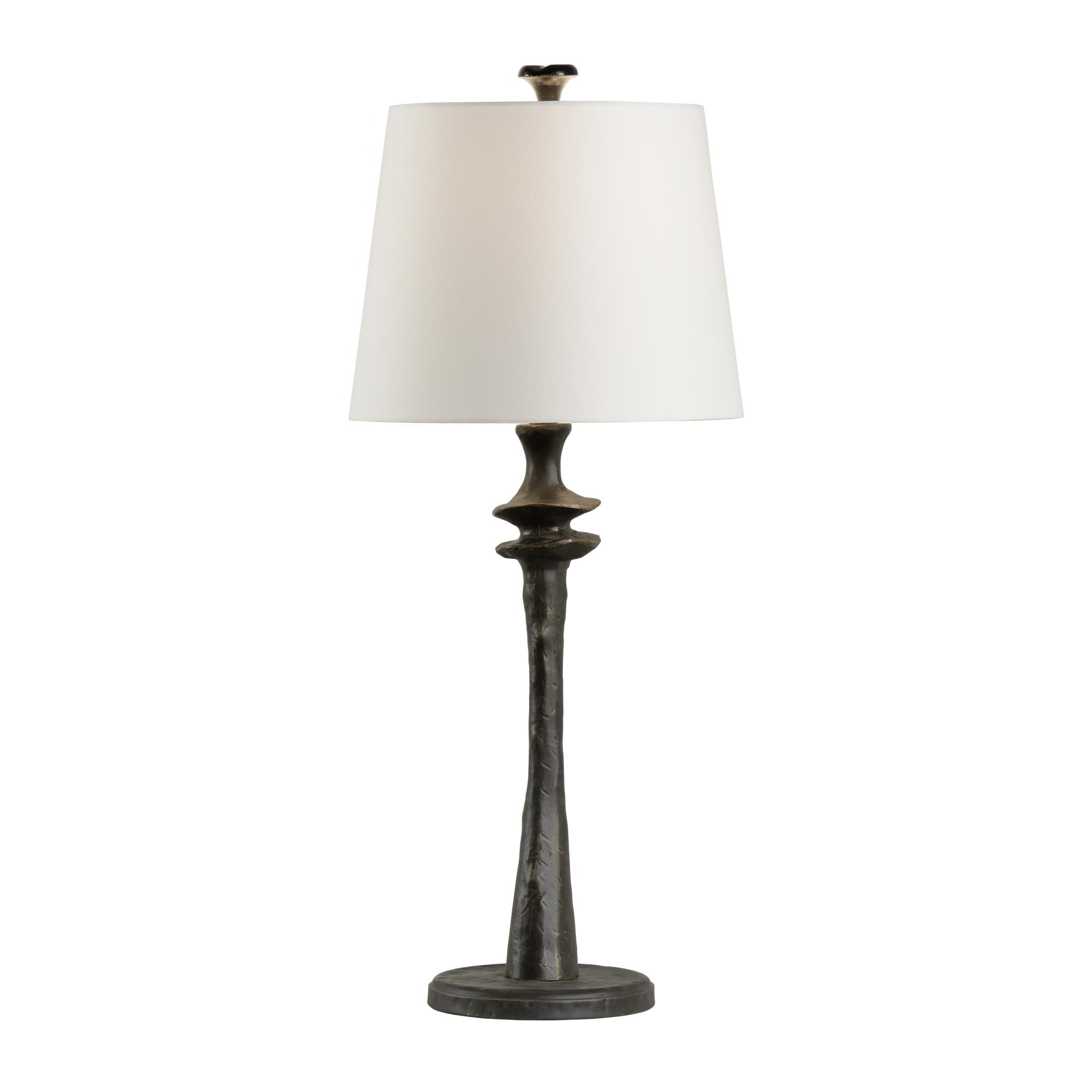Shown in Dark Bronze finish and Off White Linen shade