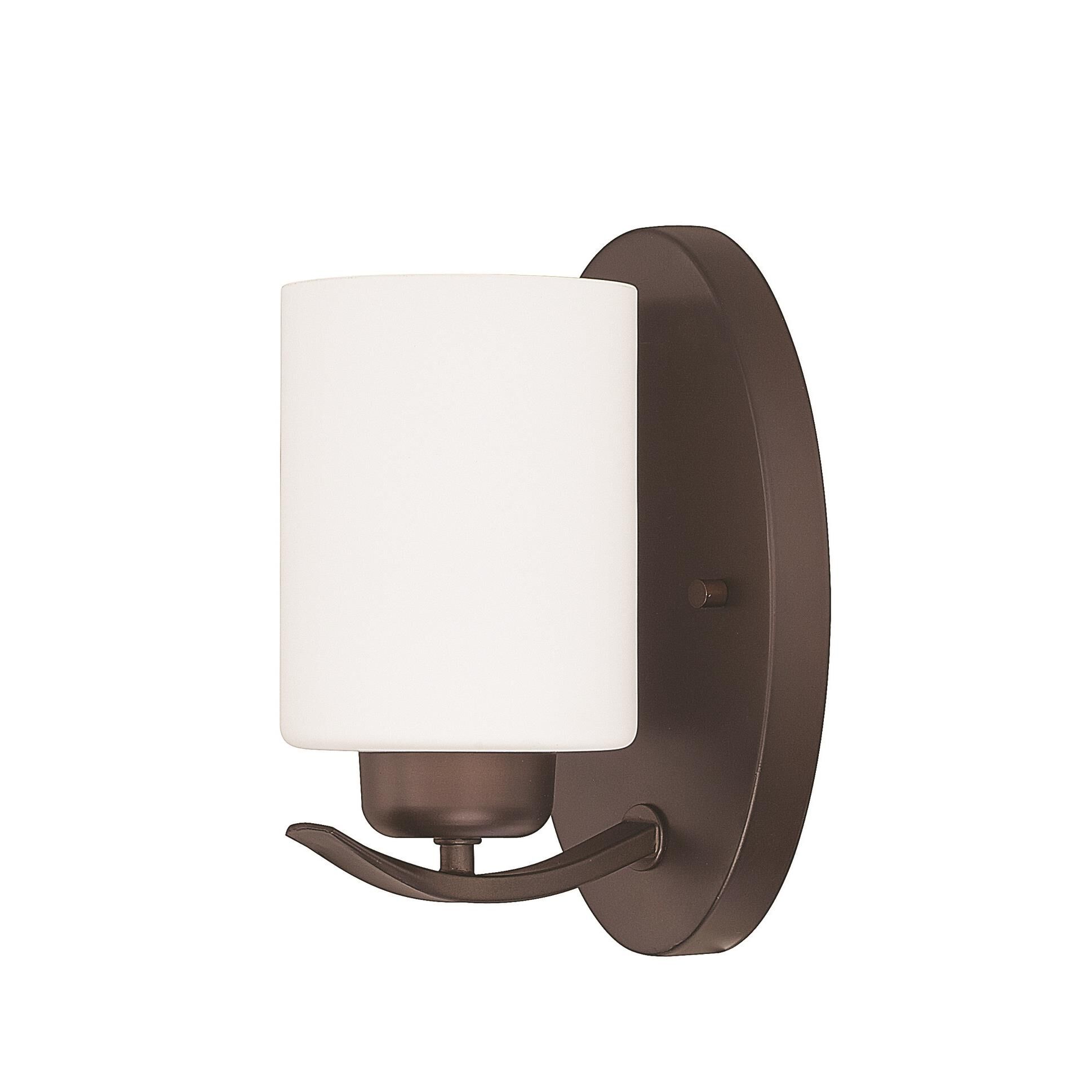 Shown in Bronze finish and Soft White glass