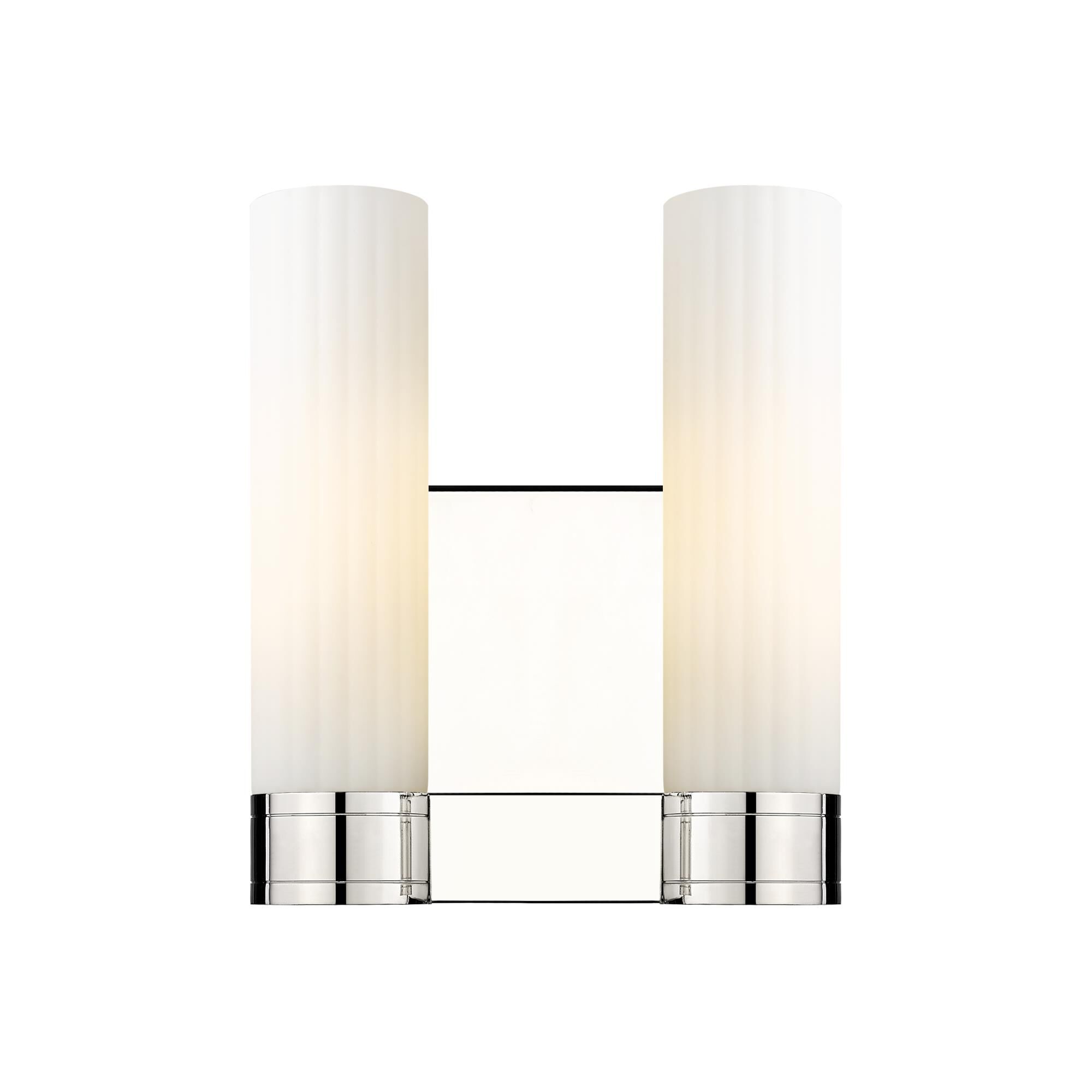 Shown in Polished Nickel finish and Matte White glass and Matte White Glass shade