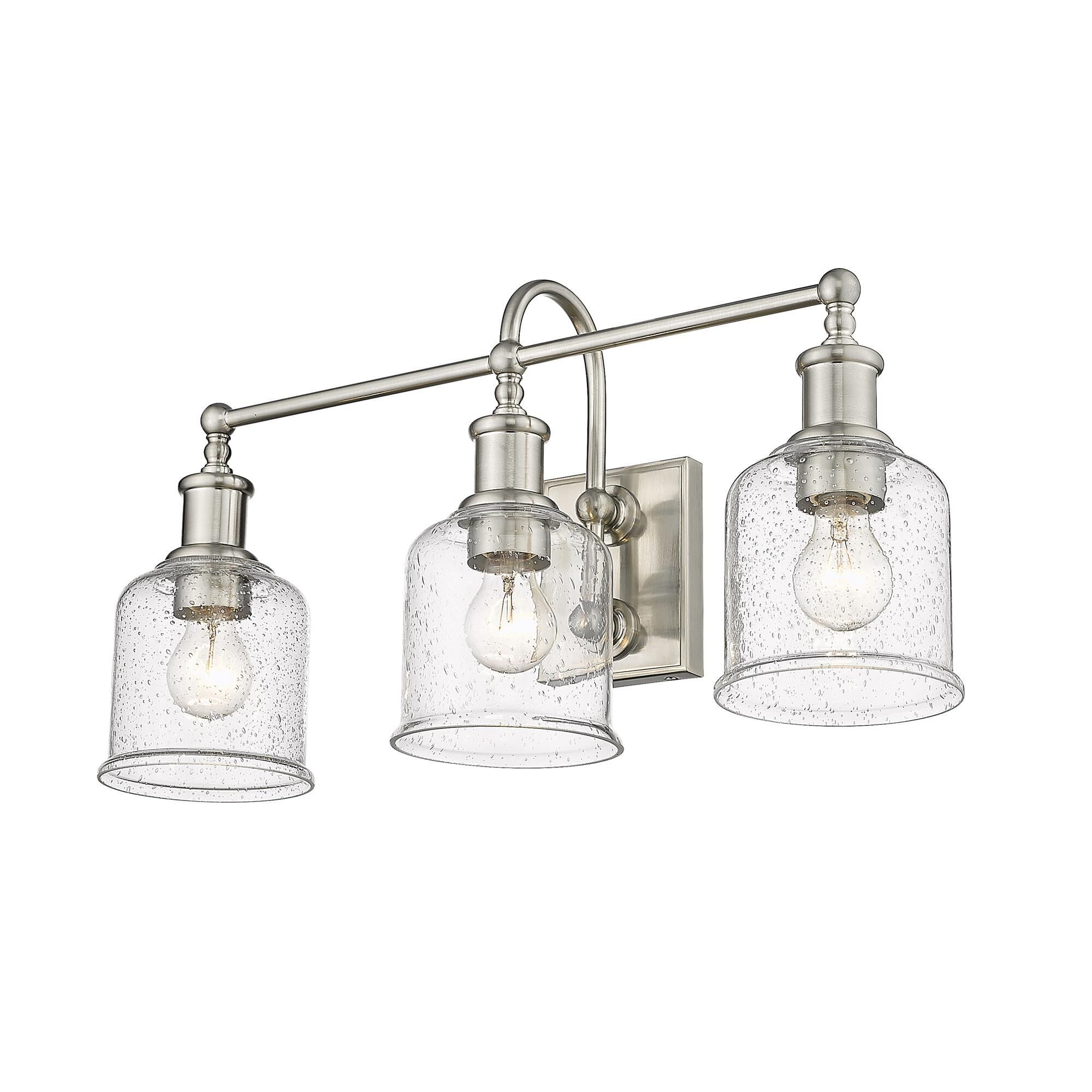 Shown in Brushed Nickel finish and Glass shade