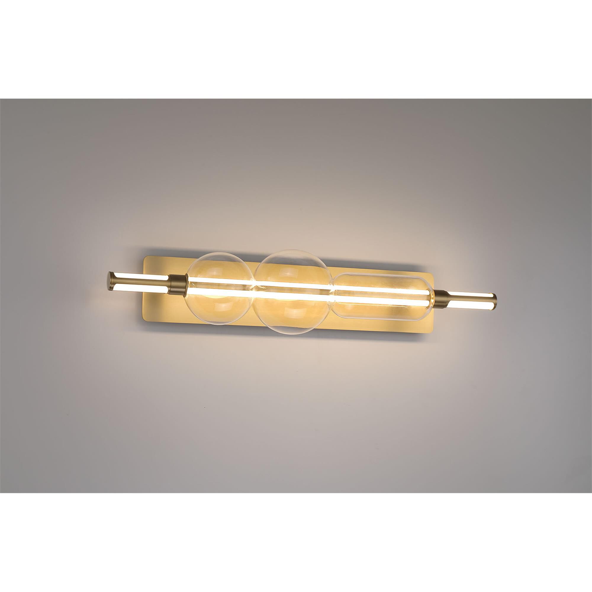 Shown in Gold finish and Clear glass