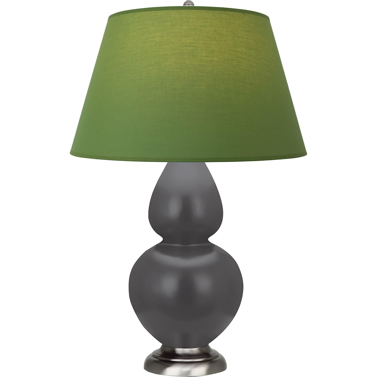 Shown in Matte Ash finish and Tea Green and Taupe shade and Antique Silver accent