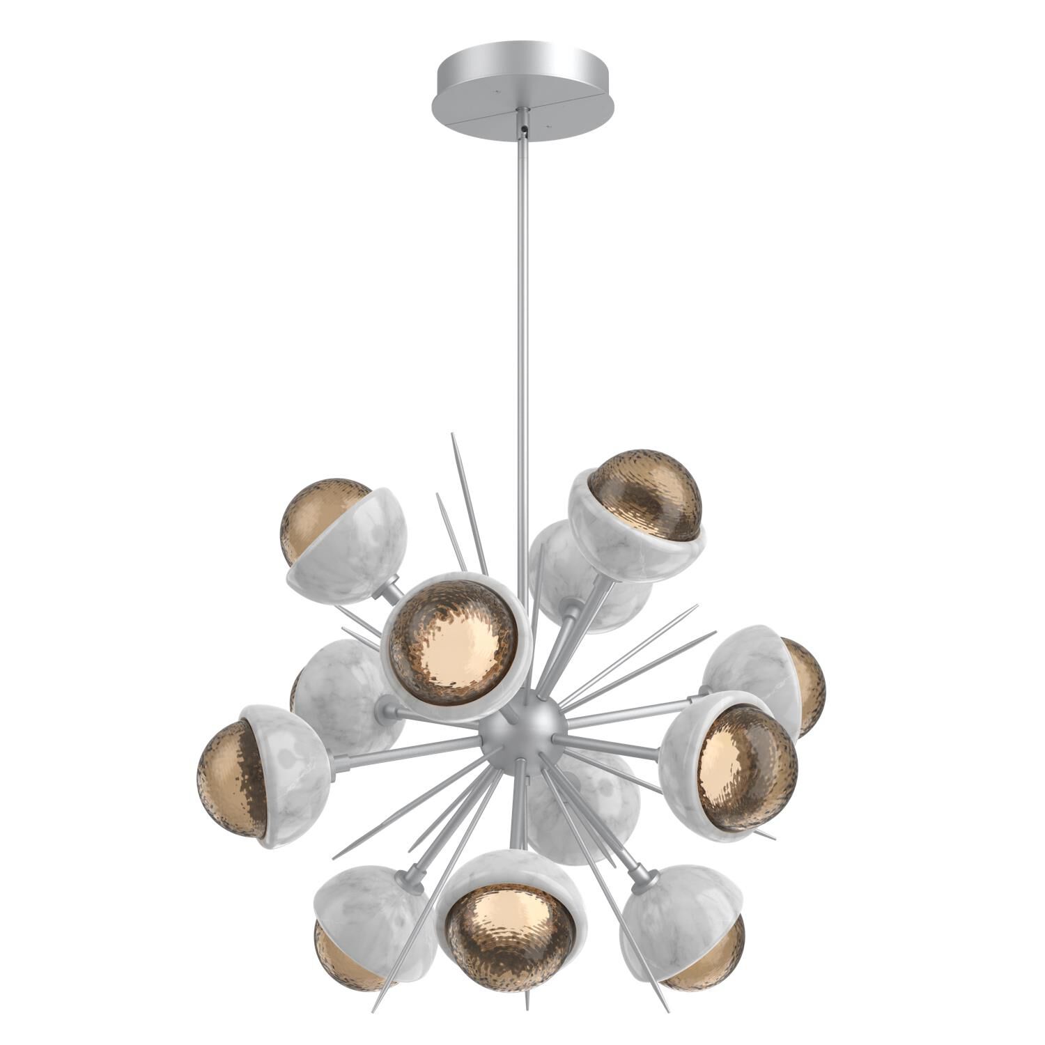 Shown in Classic Silver finish and Bronze glass and White Marble accent