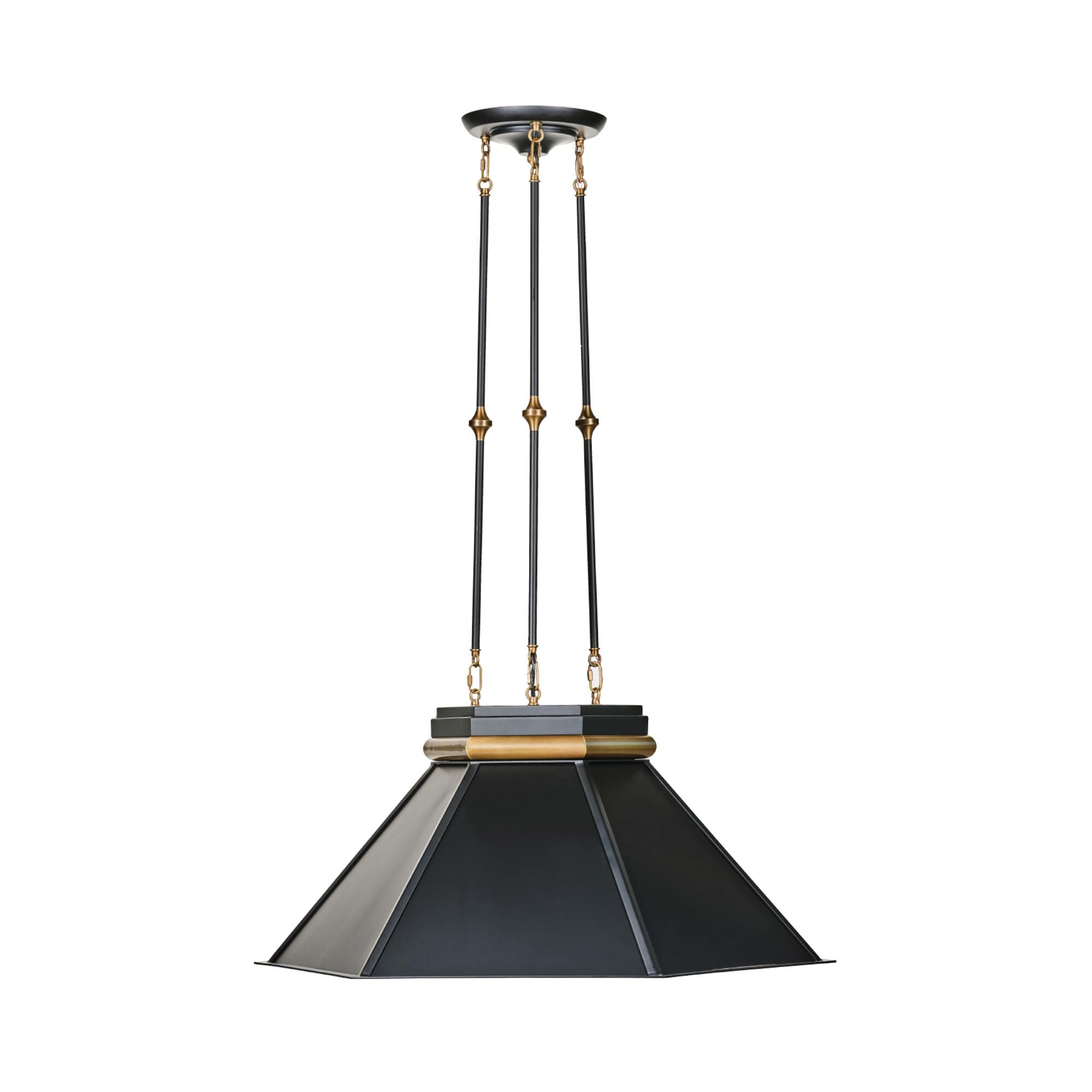 Shown in Black and Brass finish and Black shade