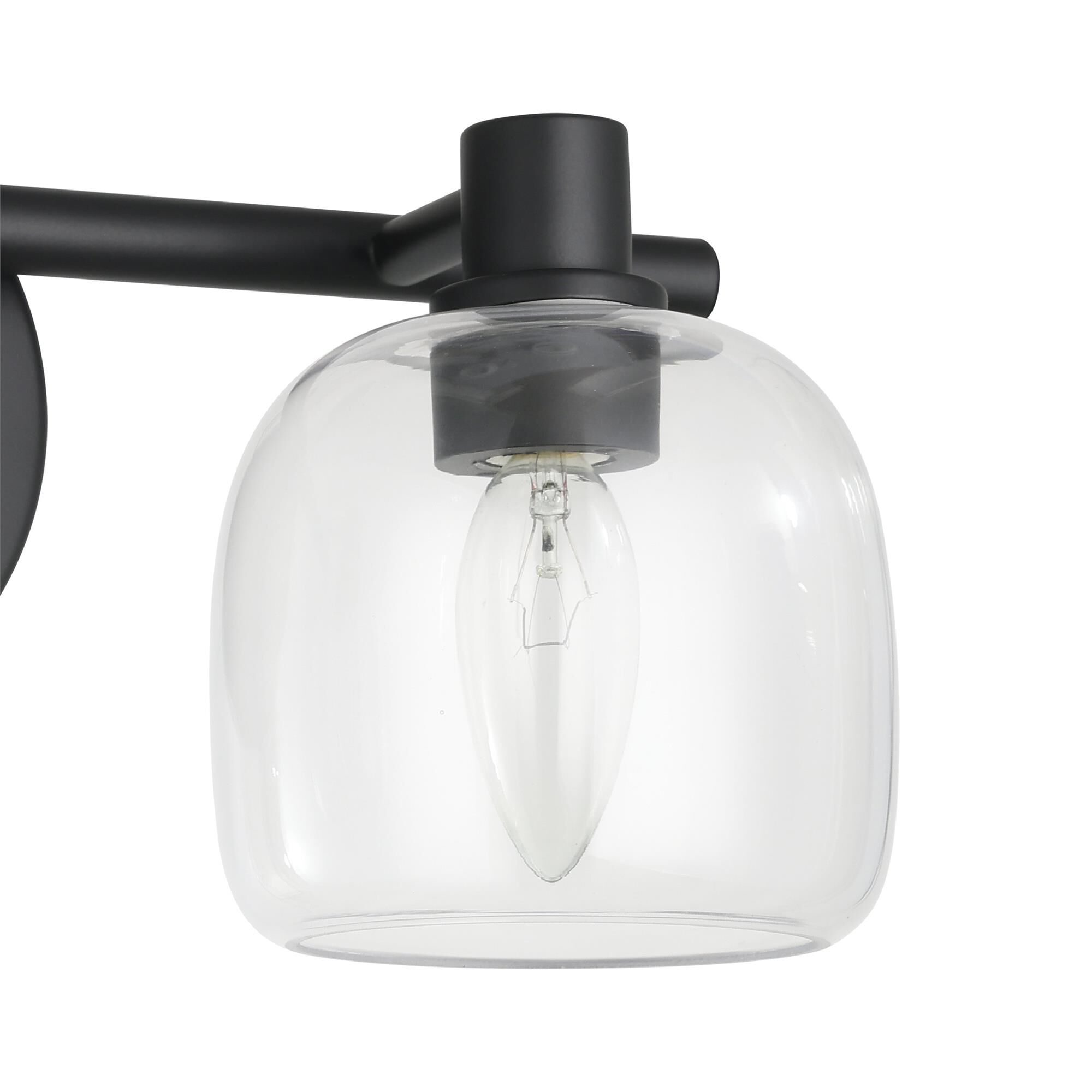 Shown in Matte Black finish and Clear glass