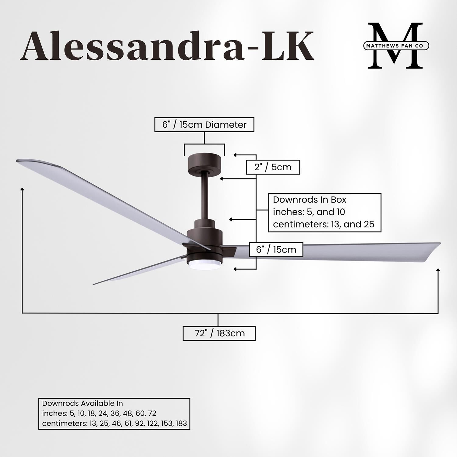 Alessandra 72 Inch Ceiling Fan by Matthews Fan Company