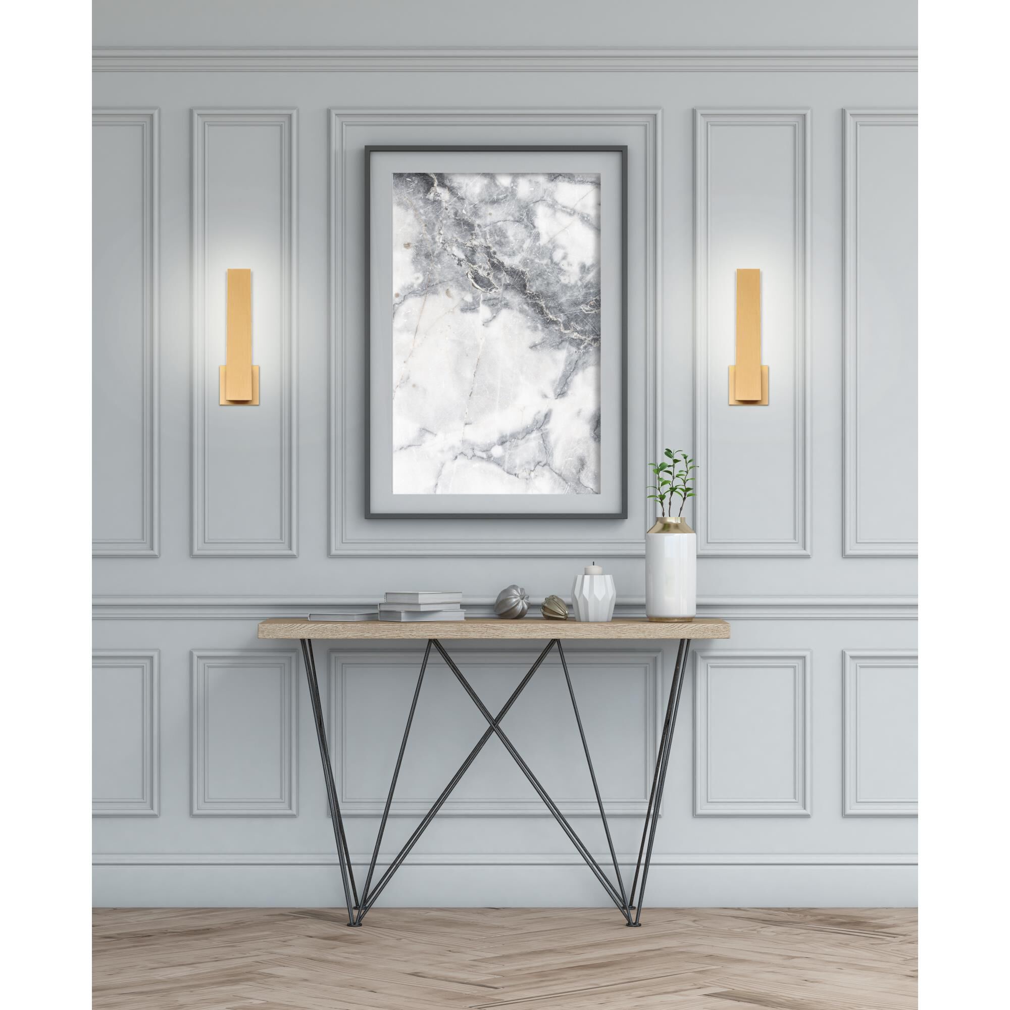 Shown in Gold finish and White Acrylic shade