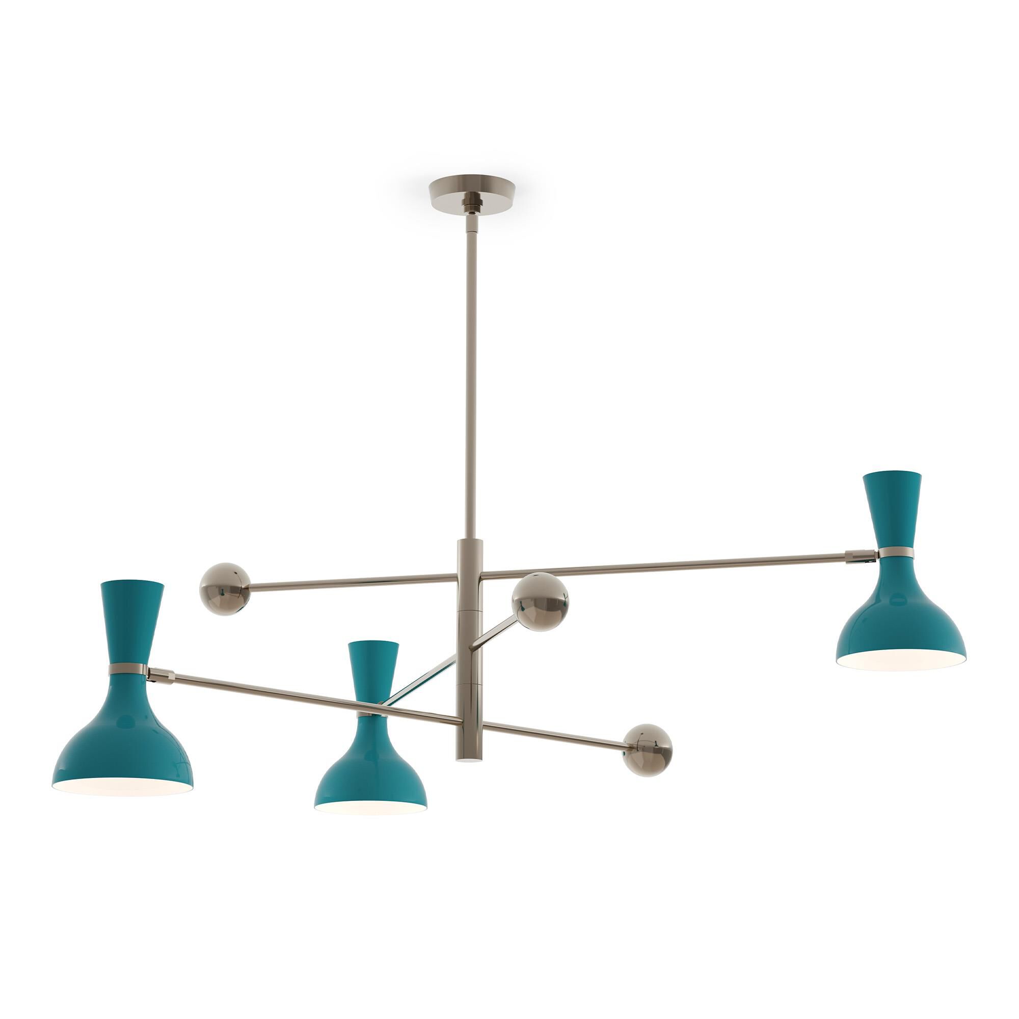 Shown in Polished Nickel finish and Peacock shade