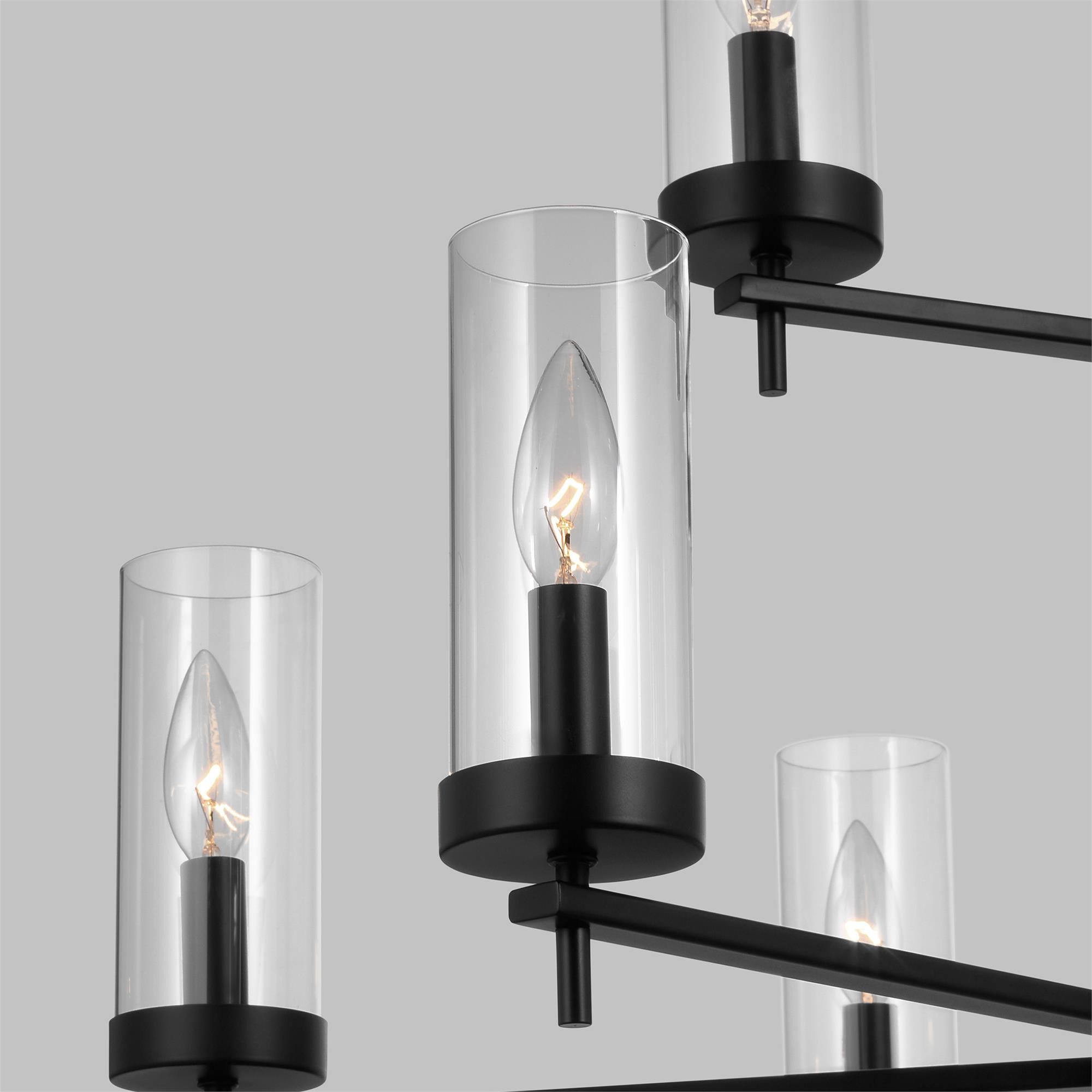 Shown in Midnight Black finish and Clear Glass s shade