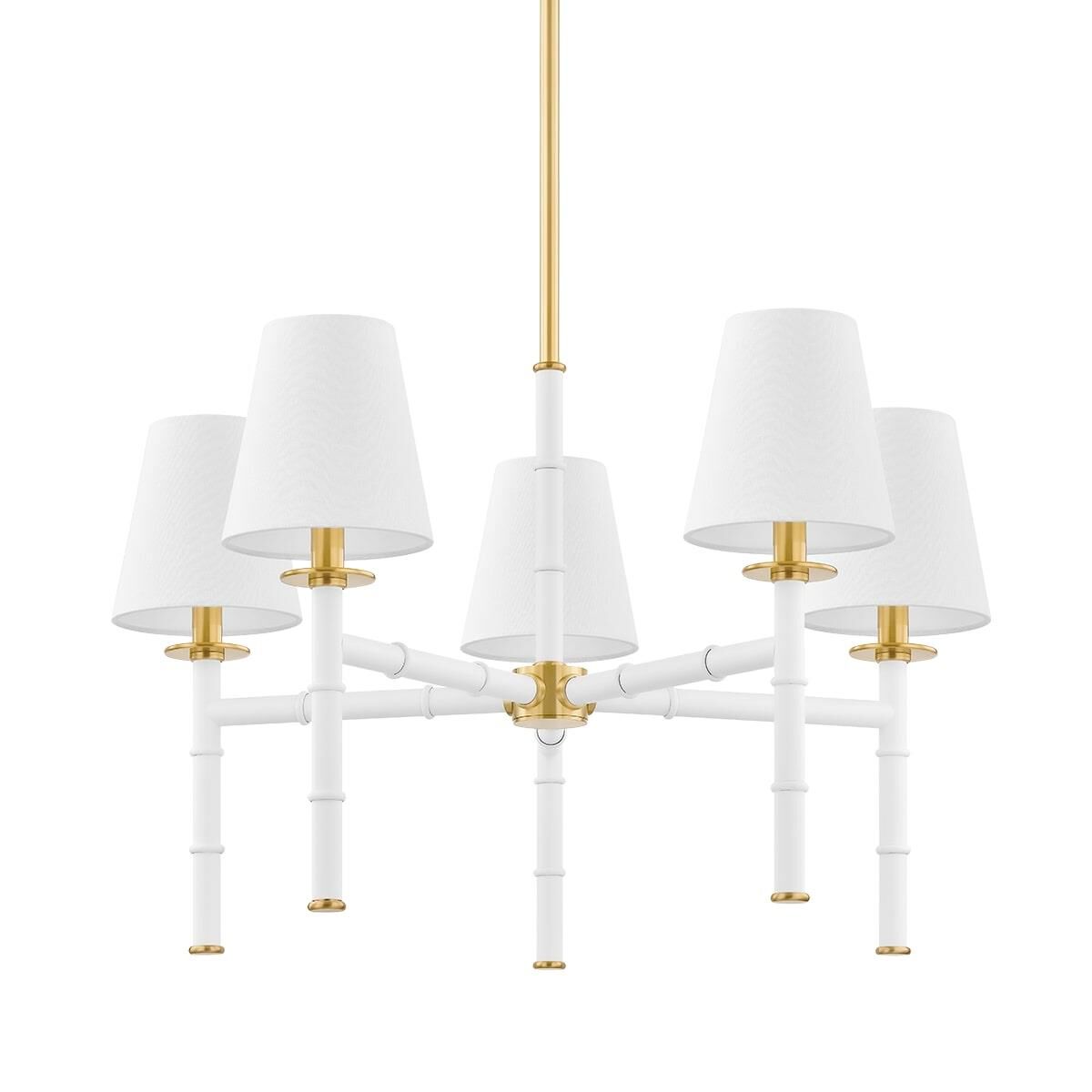 Shown in Aged Brass and Satin White finish and White shade