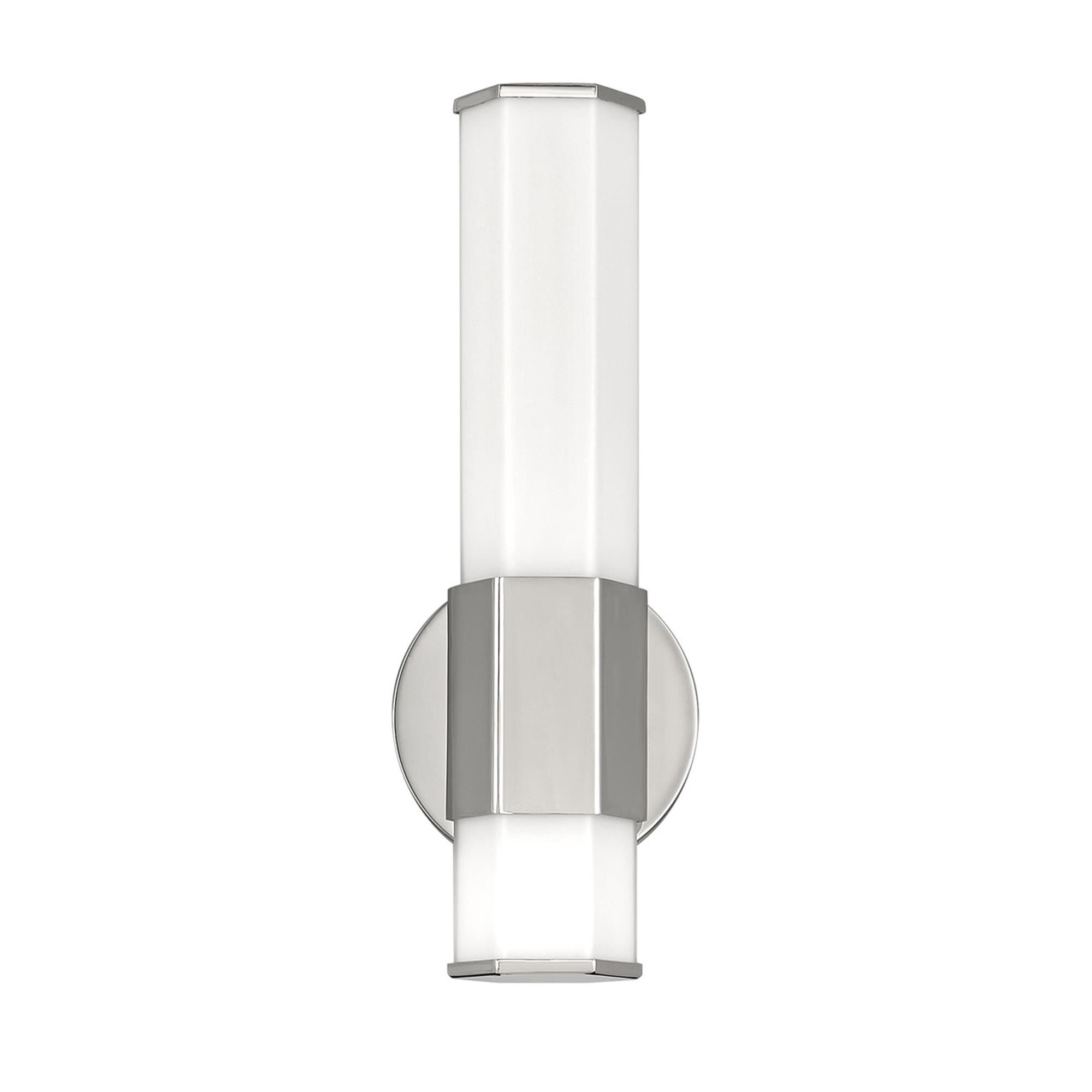 Shown in Polished Nickel finish and Etched glass