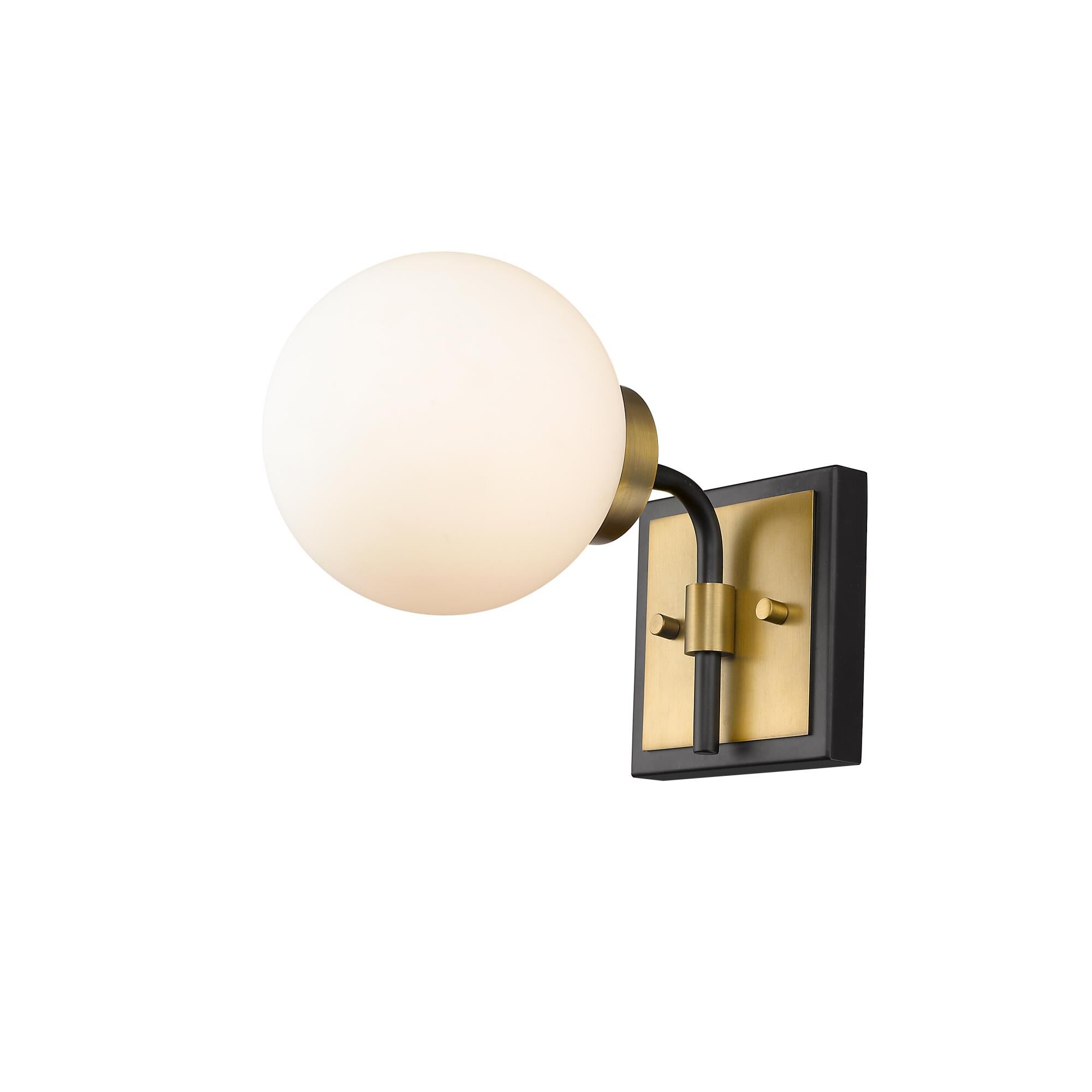 Shown in Matte Black + Olde Brass finish and Glass shade