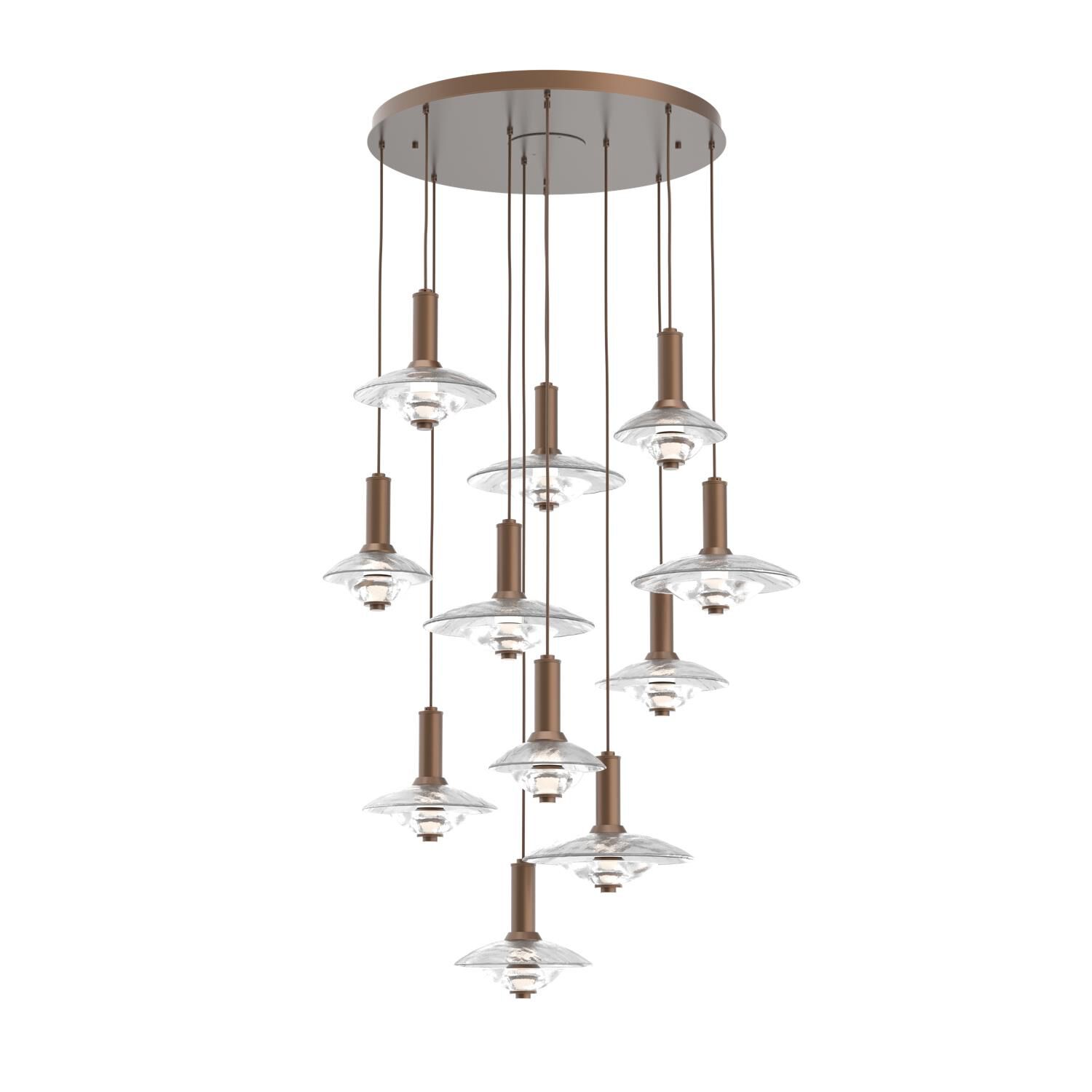 Shown in Burnished Bronze finish and Clear Granite glass