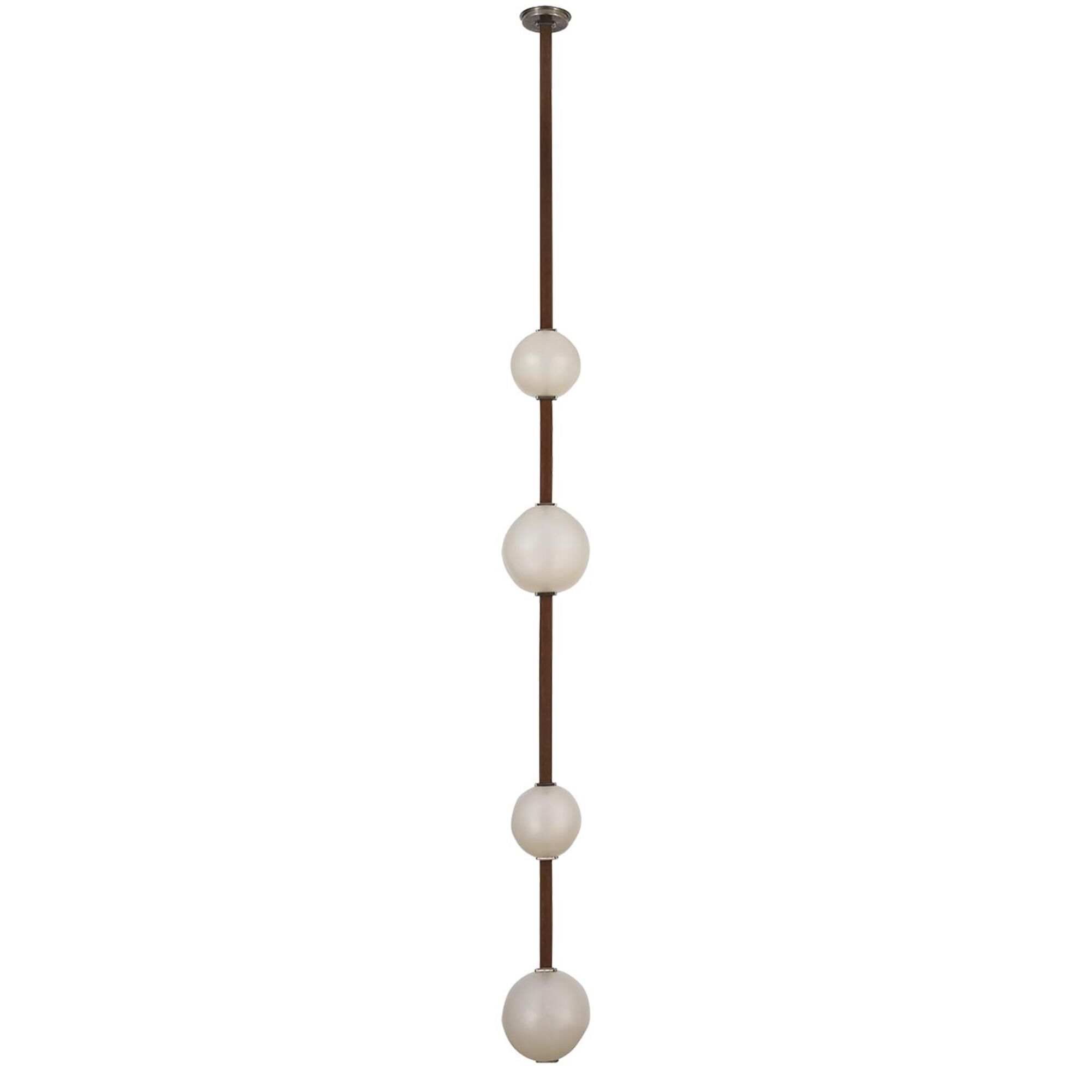Shown in Russet Suede And Mottled Pewter finish and Fizzy Nude glass