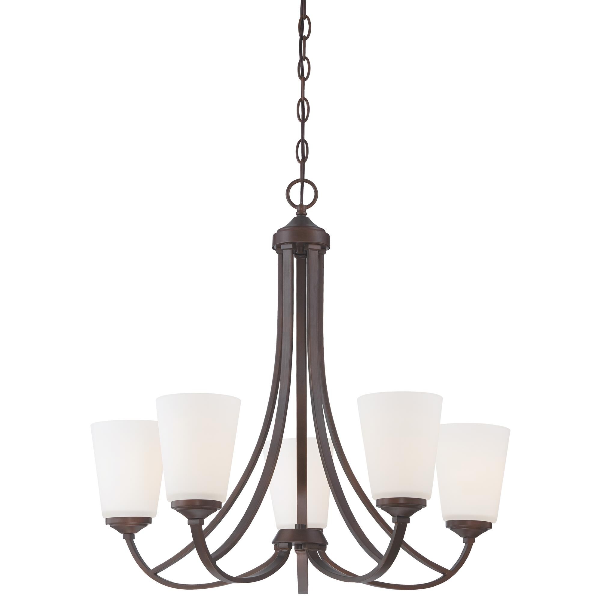 Shown in Vintage Bronze finish and Etched White glass