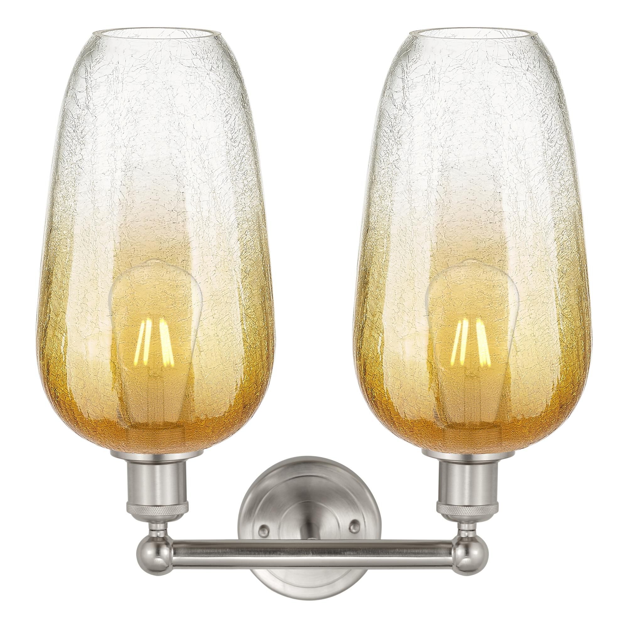 Shown in Brushed Satin Nickel finish and Amber glass