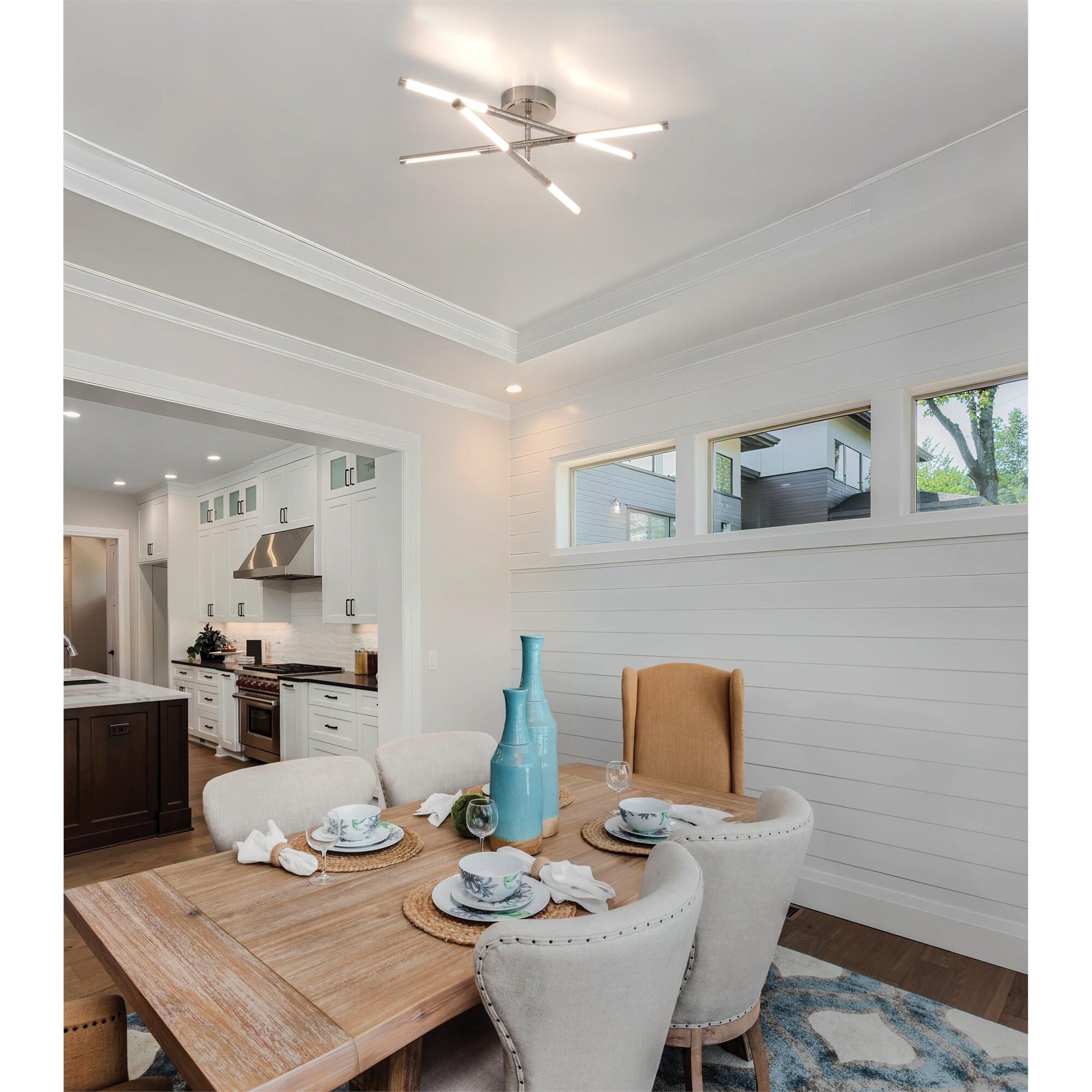 Shown in Polished Nickel finish and White glass