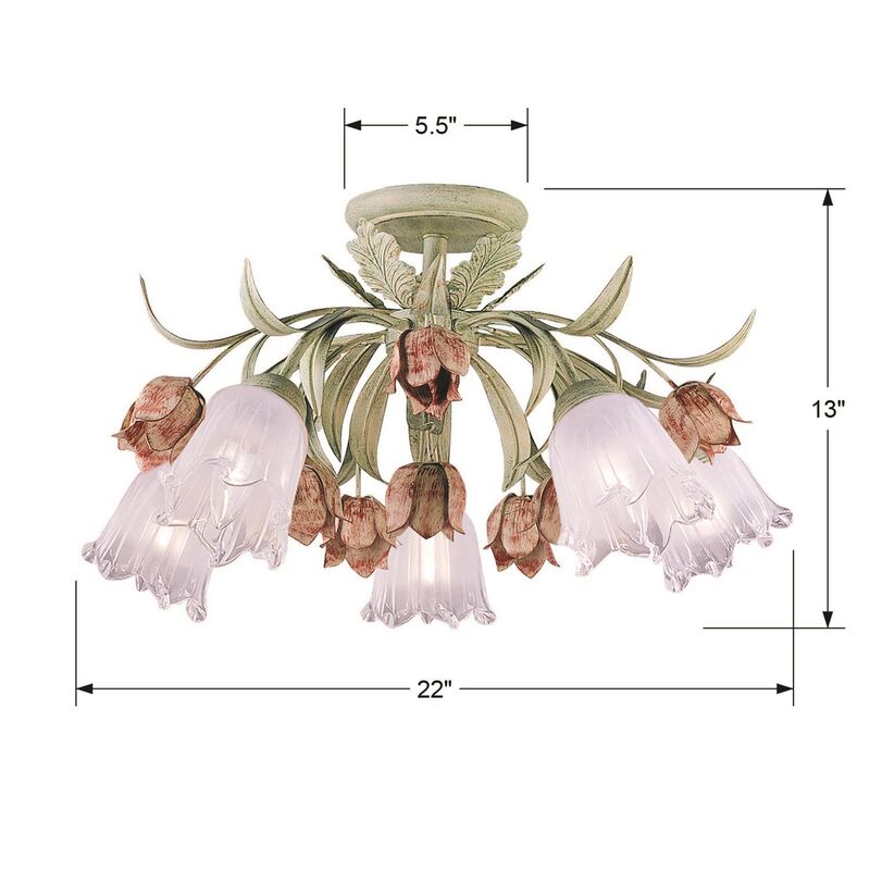 Southport 22 Inch 5 Light Semi Flush Mount by Crystorama