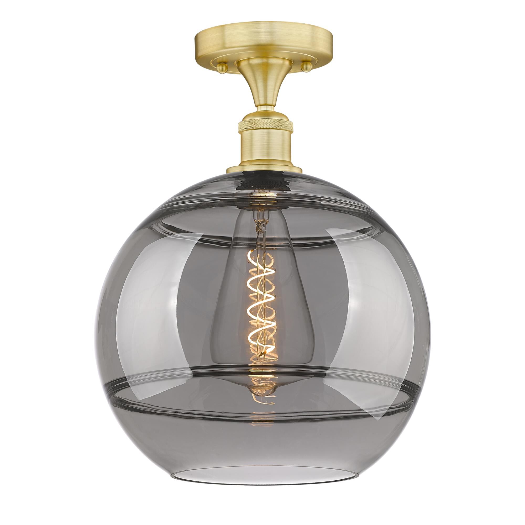 Shown in Satin Gold finish and Light Smoke glass