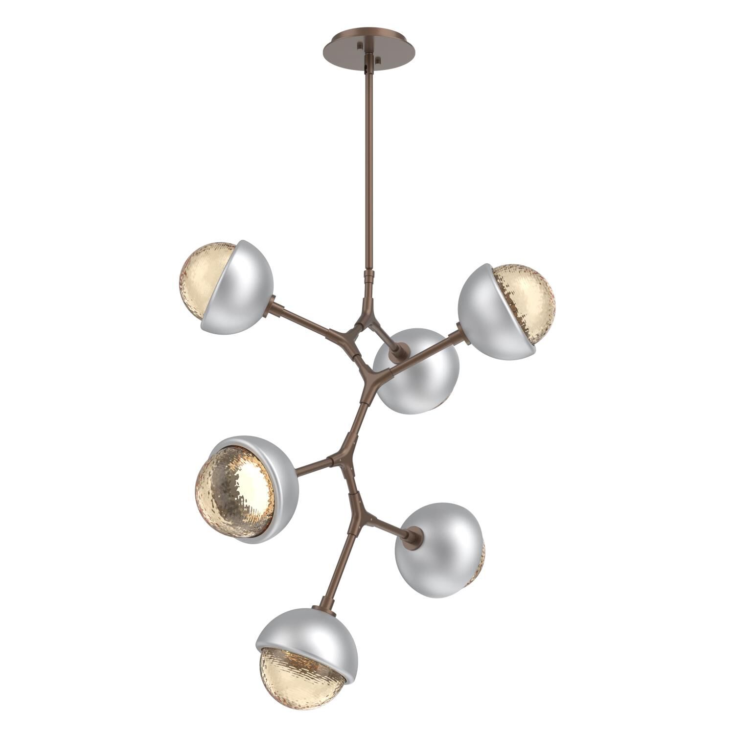 Shown in Burnished Bronze finish and Amber glass and Classic Silver accent