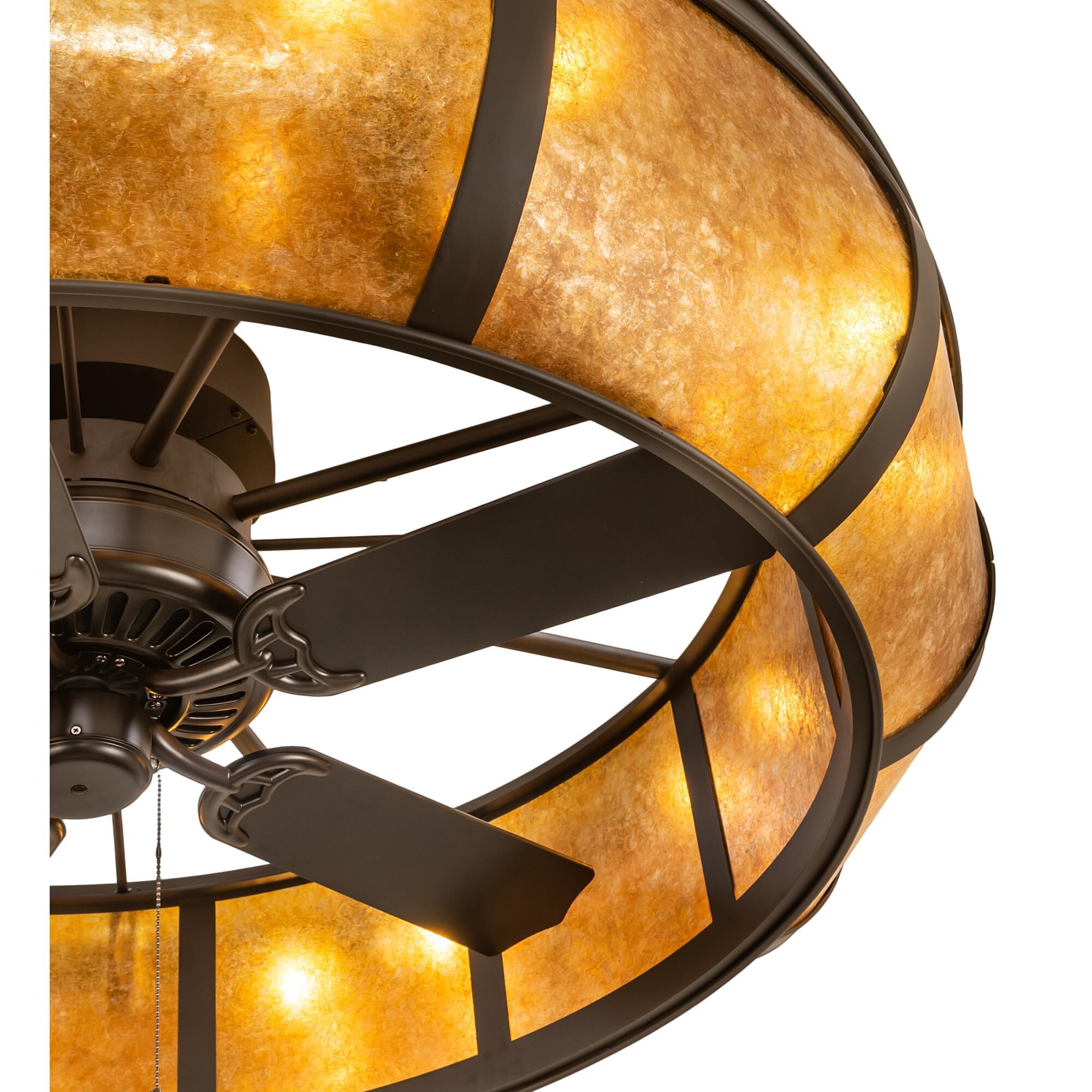 Shown in Oil Rubbed Bronze finish and Amber Mica glass