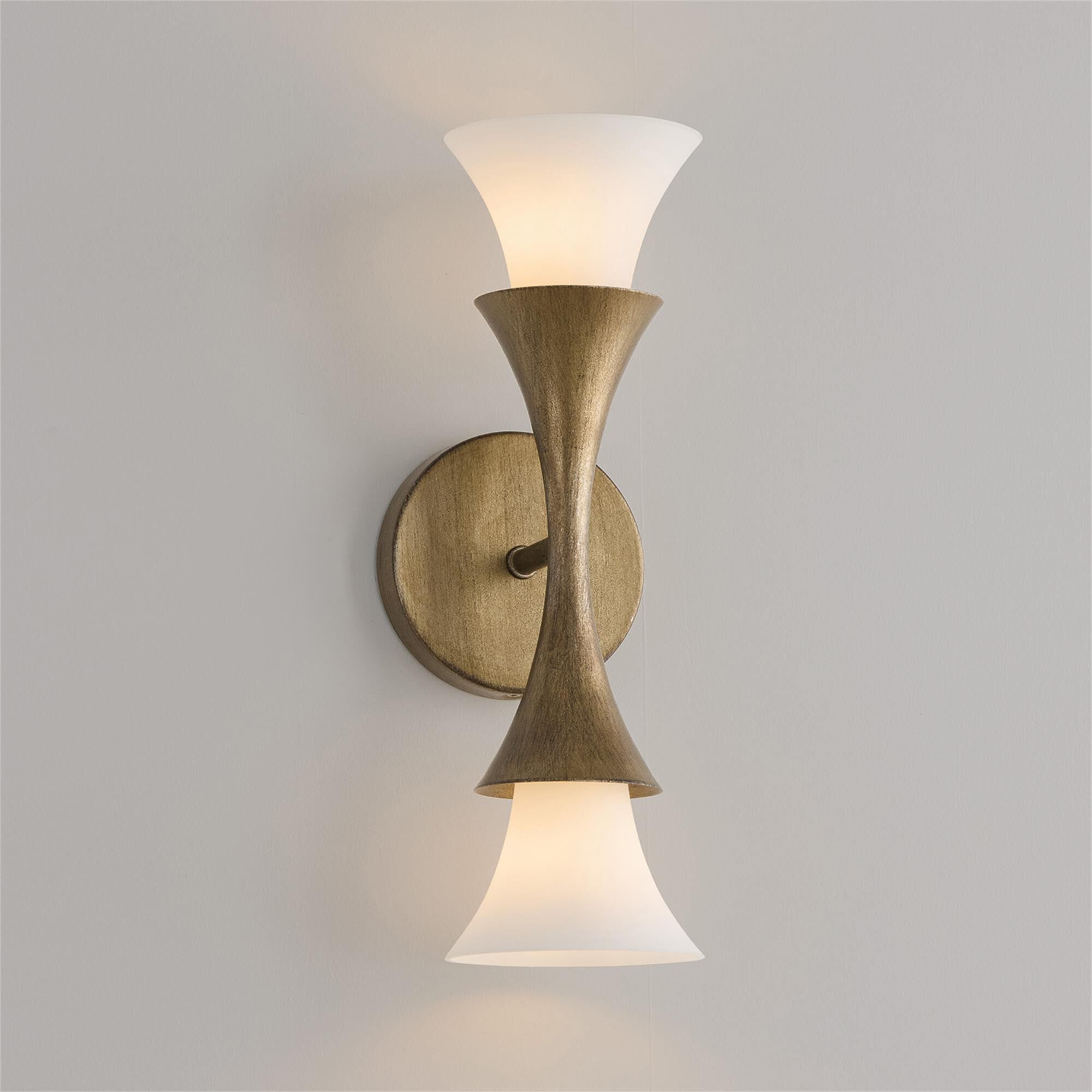 Shown in Mystic Luster finish and Soft White glass