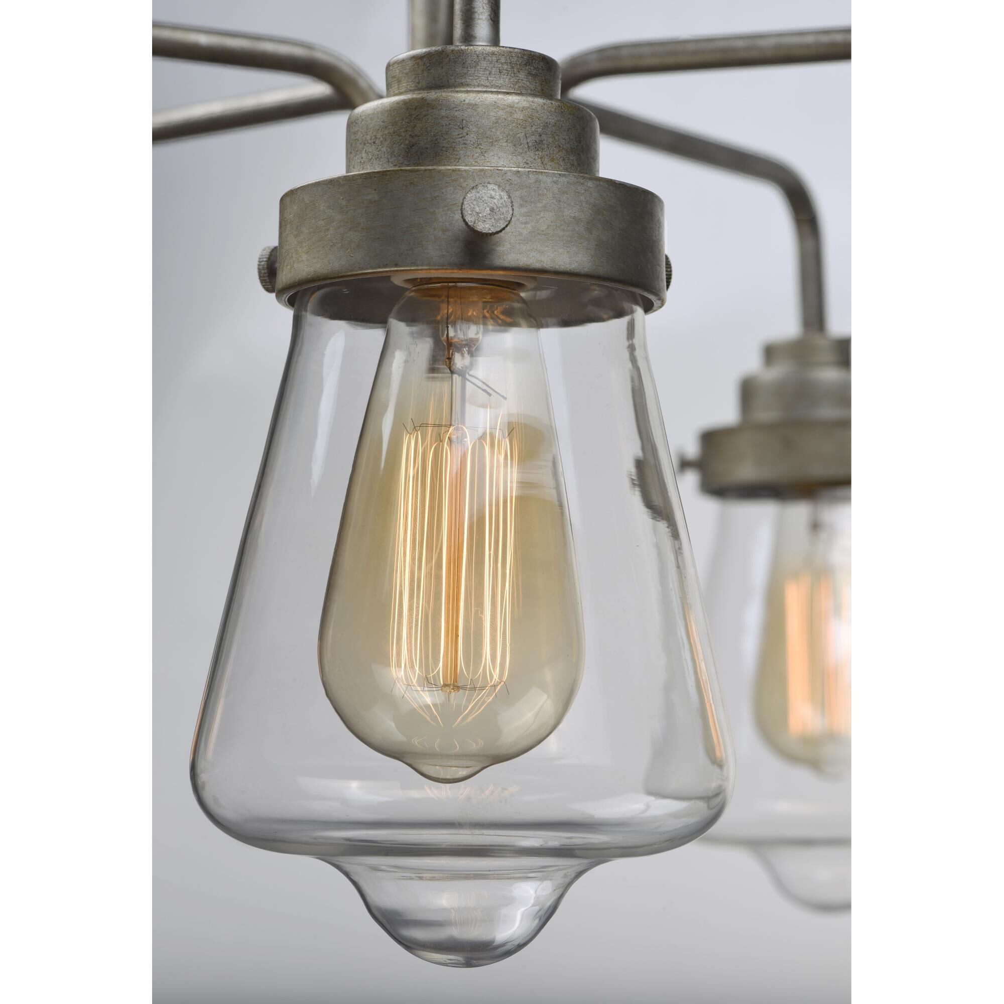 Shown in Weathered Zinc finish and Clear glass