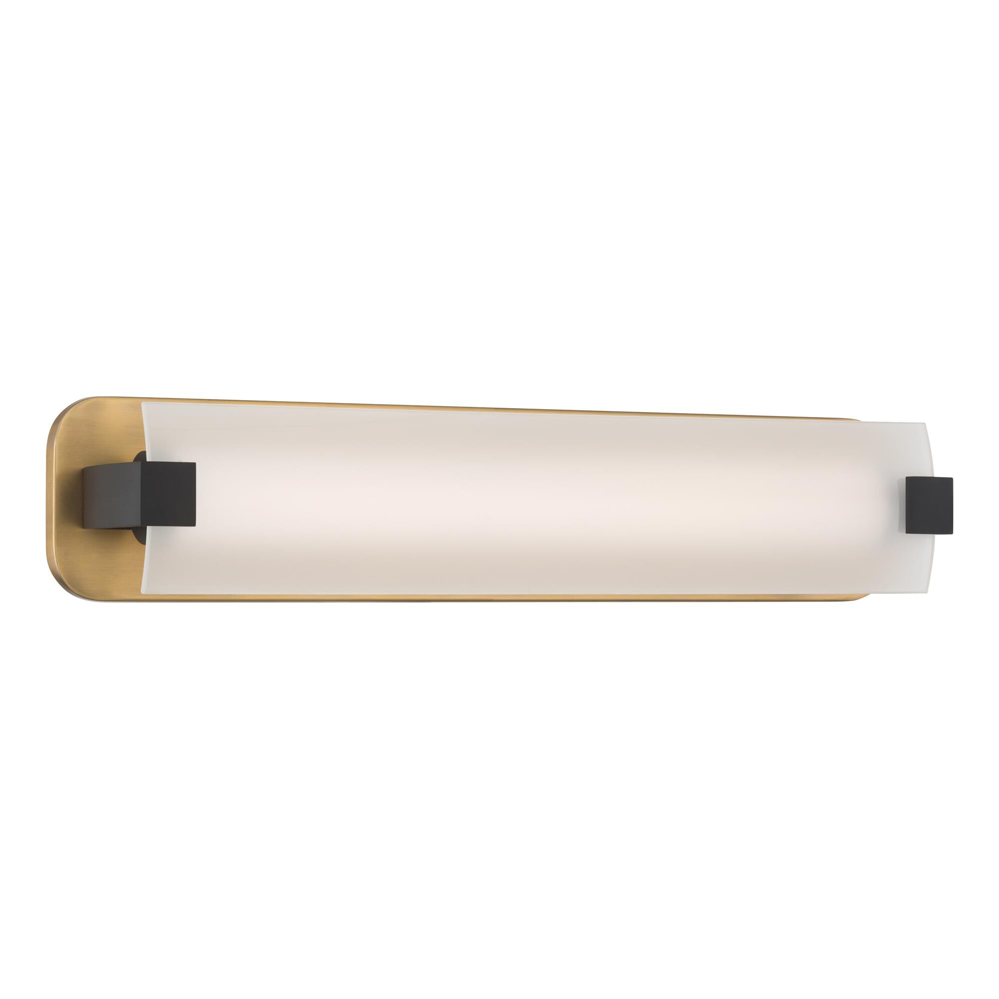 Shown in Legacy Brass and Dark Matte Black finish and Etched White glass