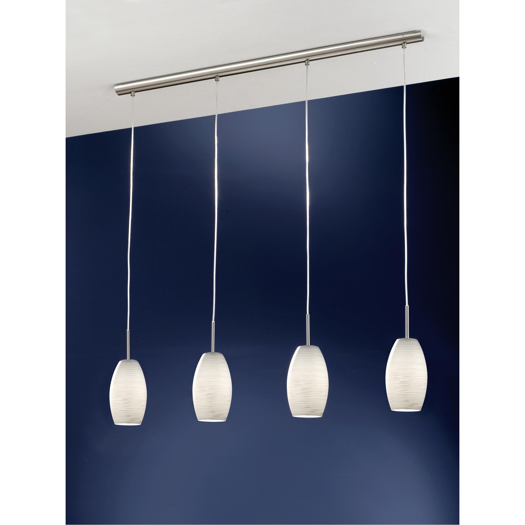 Shown in Matte Nickel finish and White glass