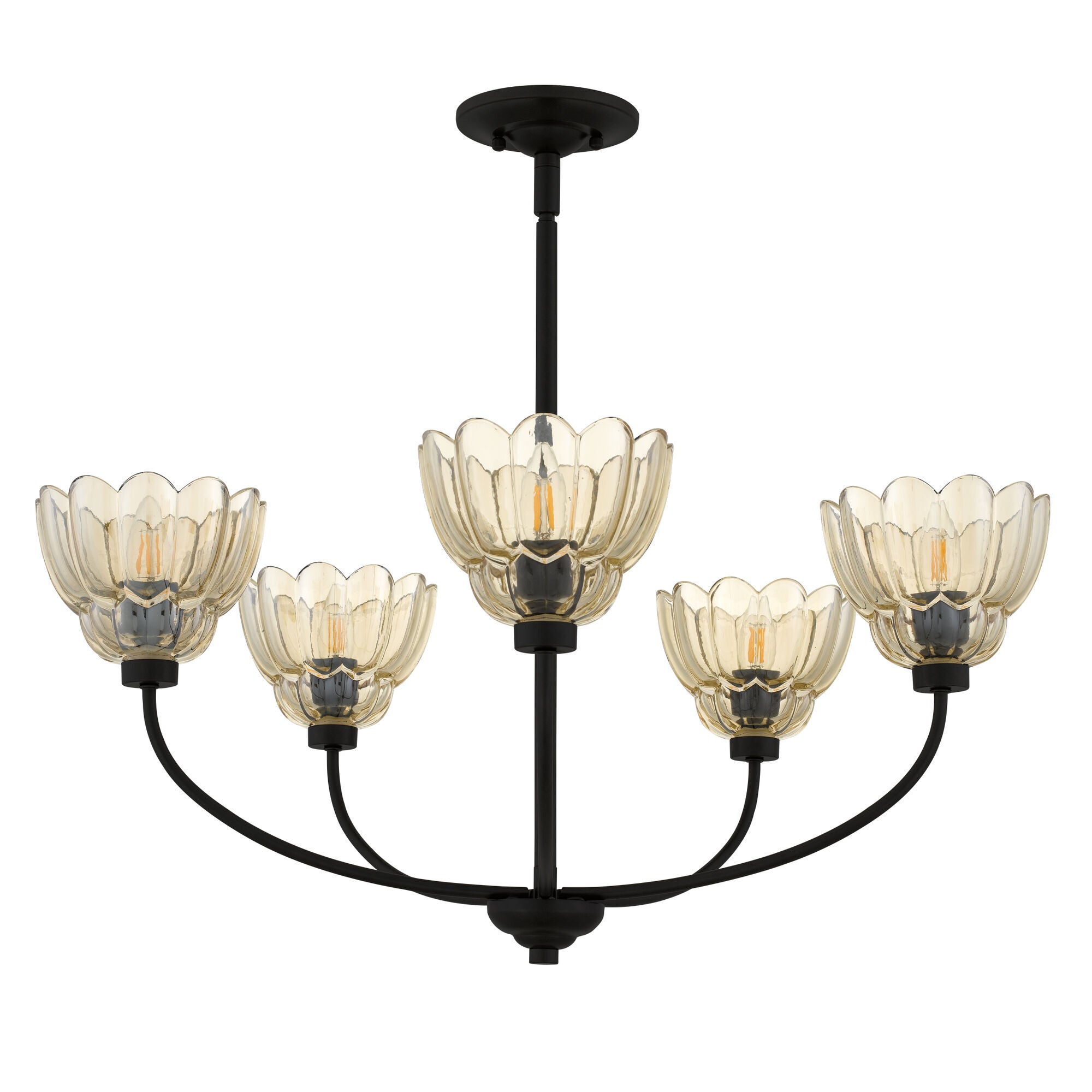 Shown in Mottled Cocoa finish and Amber Glass shade