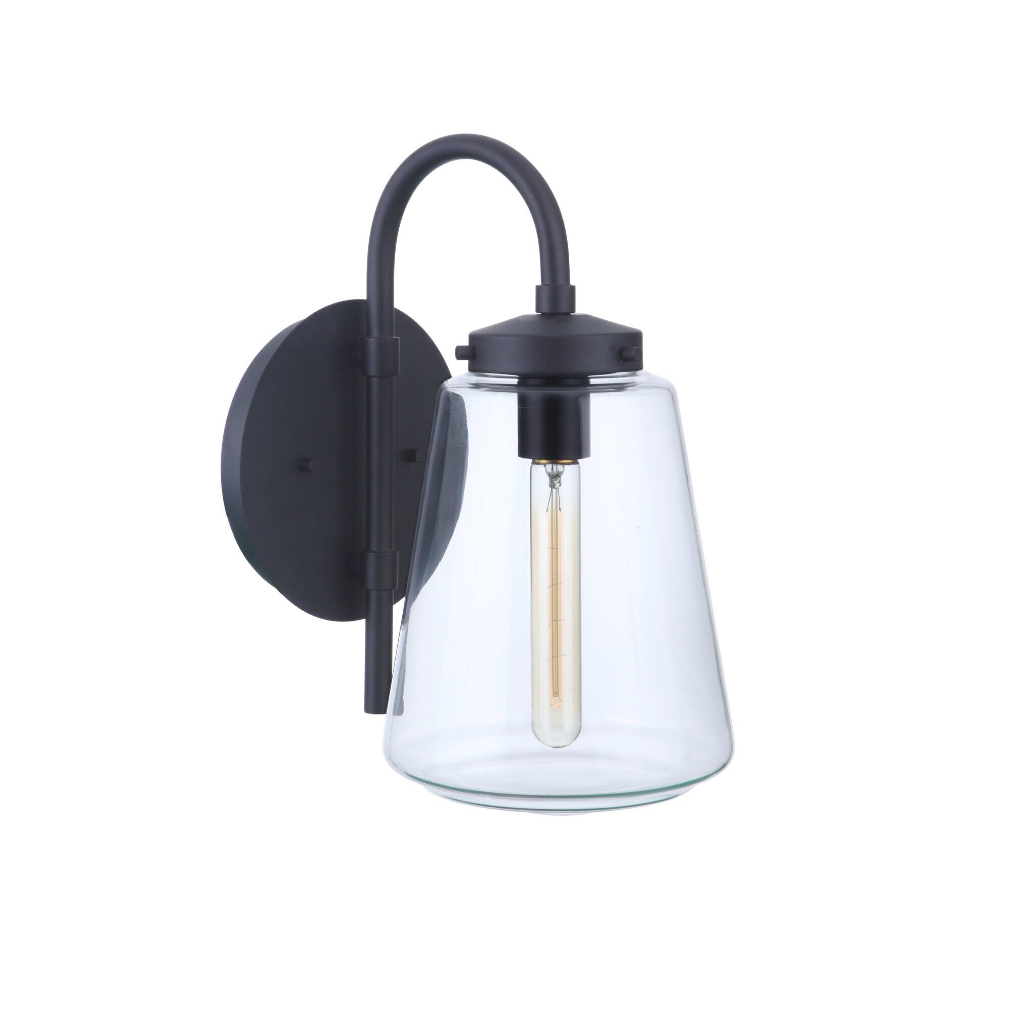 Shown in Midnight finish and Clear glass and Glass shade
