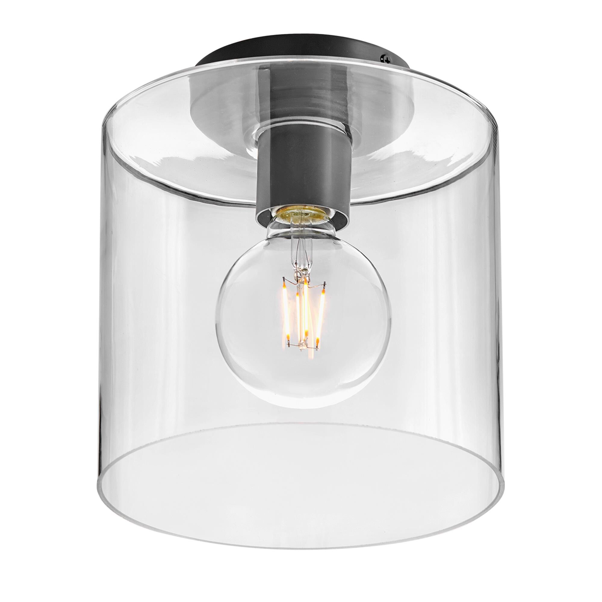 Shown in Black finish and Clear glass