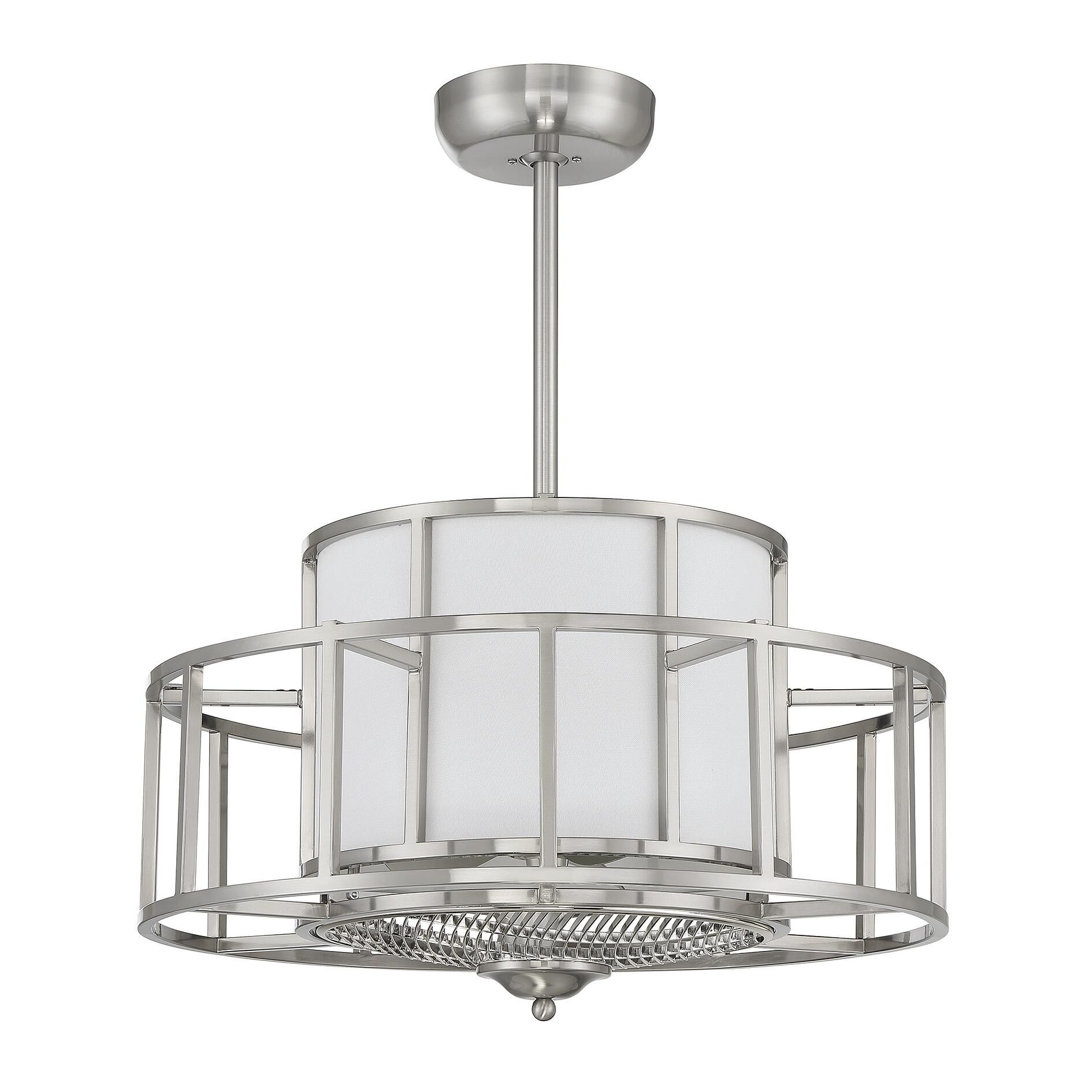Shown in Satin Nickel finish and White Fabric shade