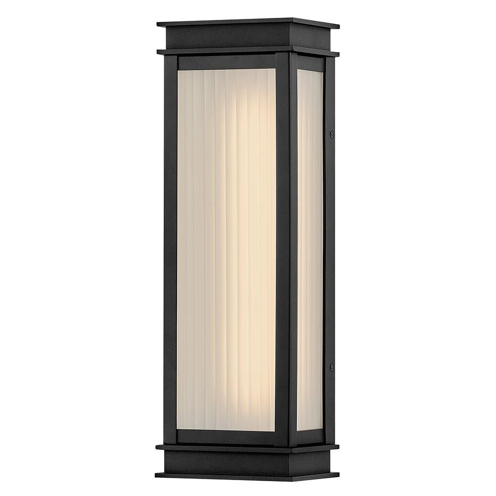 Shown in Textured Black finish and Clear Ribbed glass