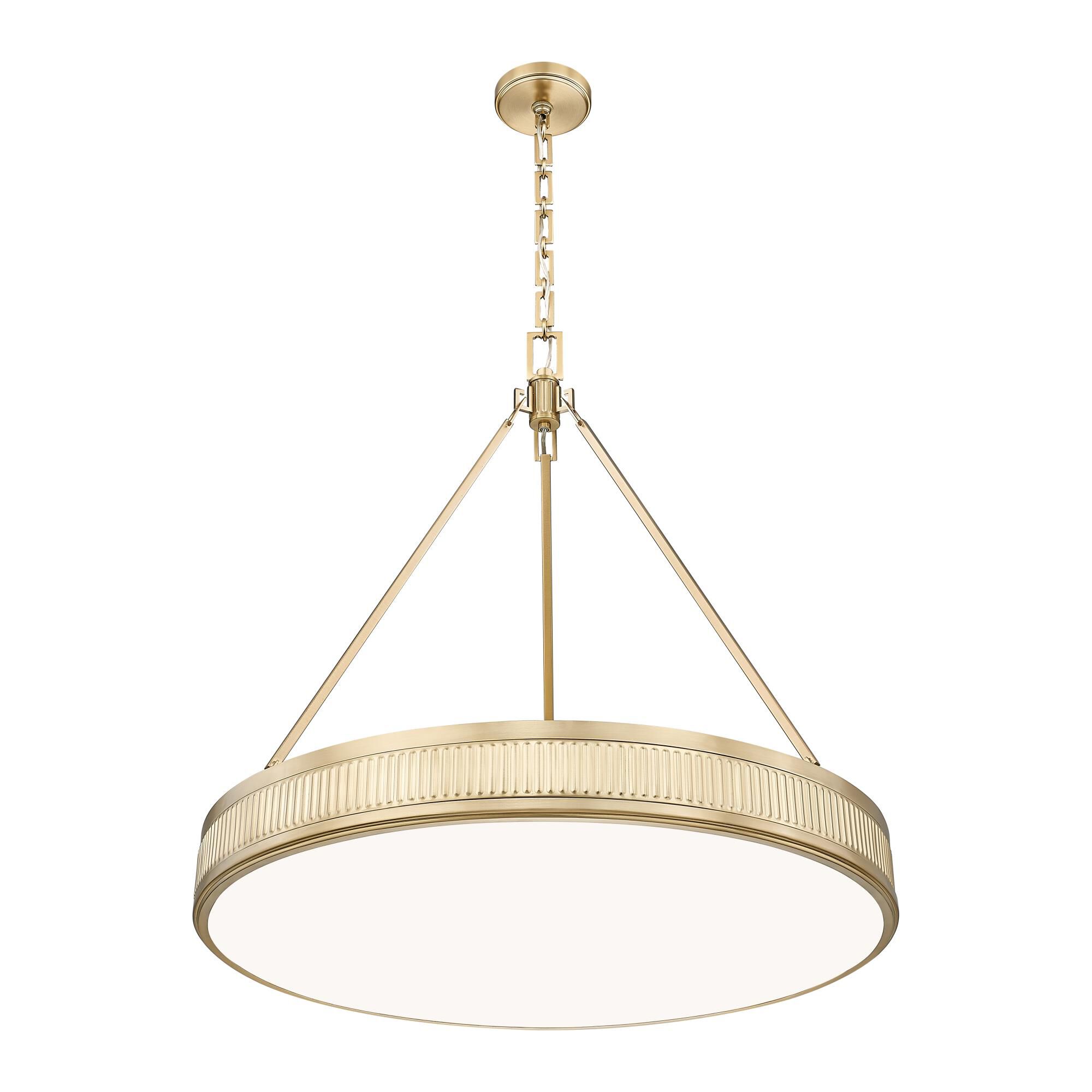 Shown in Modern Gold finish and White glass