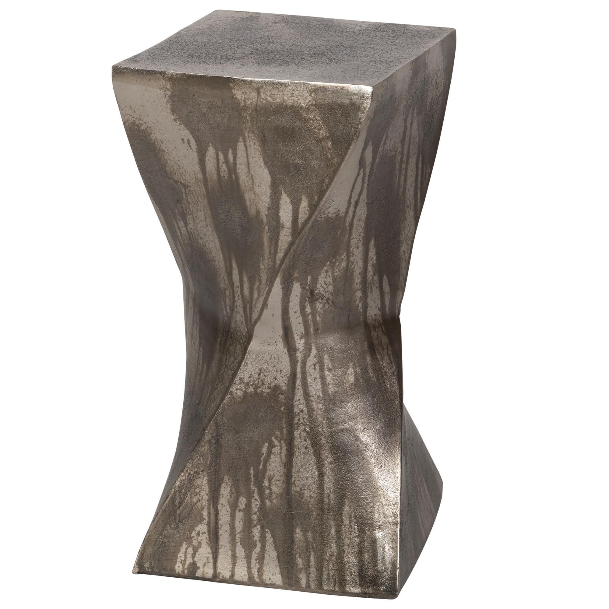 Shown in Featuring A Unique Twisted Hourglass Shape, This Cast Textured Aluminum Table Is Finished In A Heavi finish