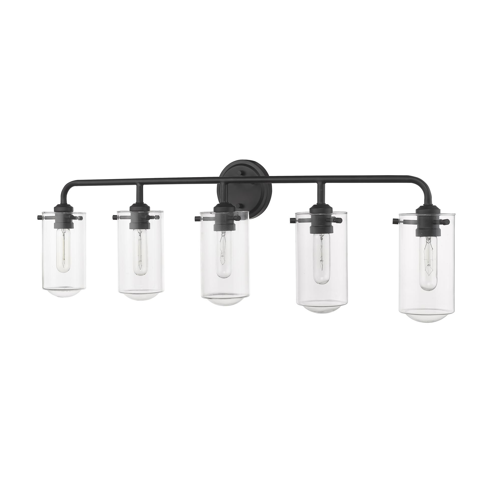 Shown in Matte Black finish and Glass shade