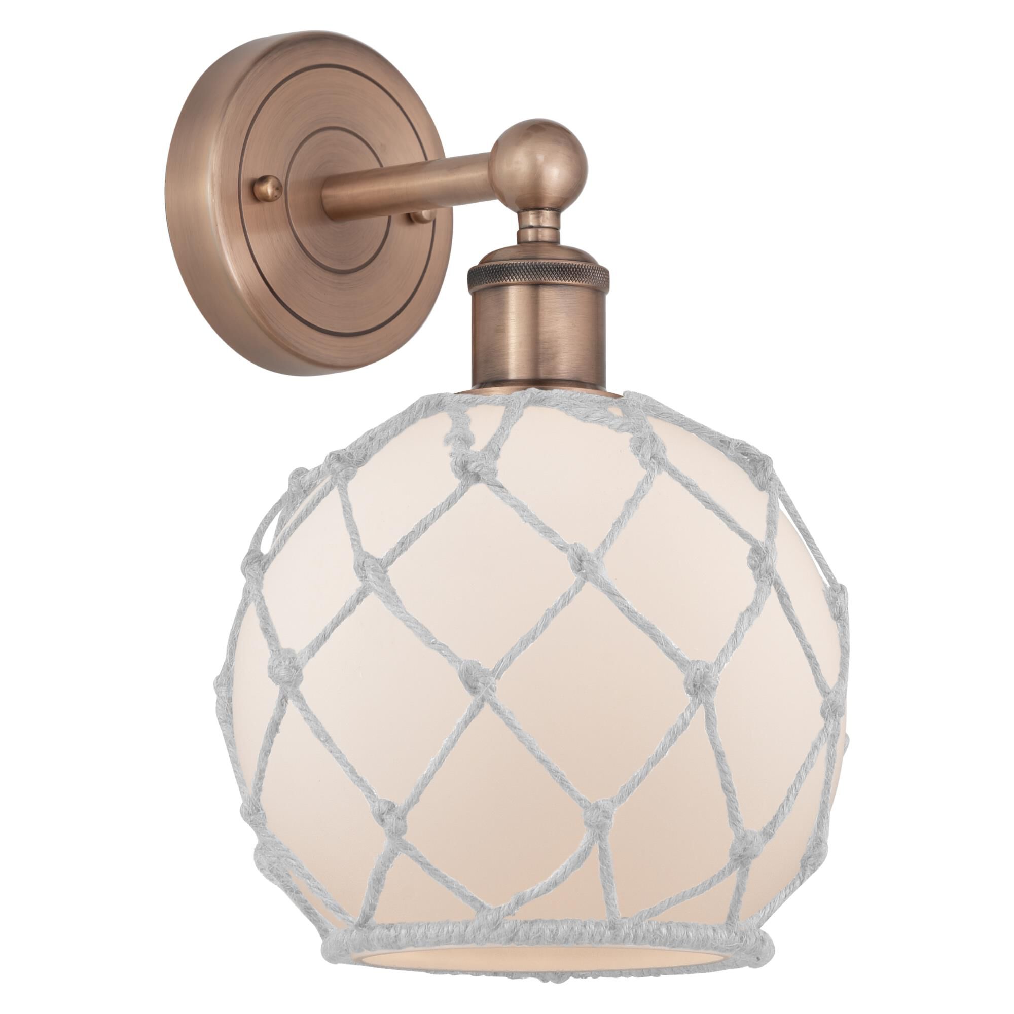 Shown in Antique Copper finish and White with White Rope glass