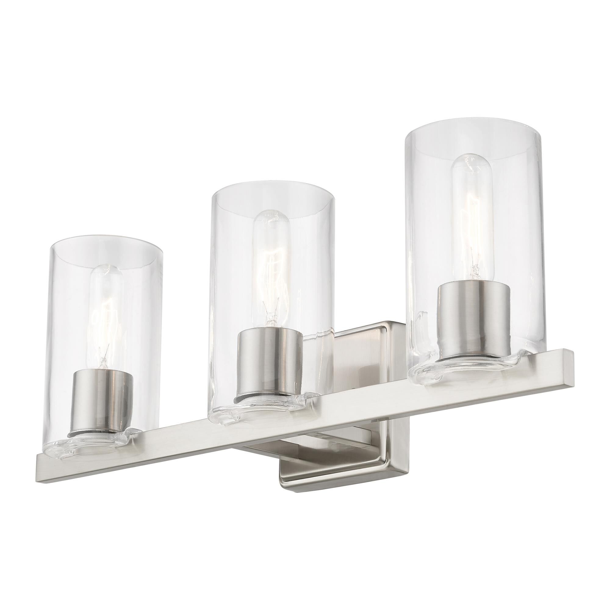 Shown in Brushed Nickel finish and Clear glass