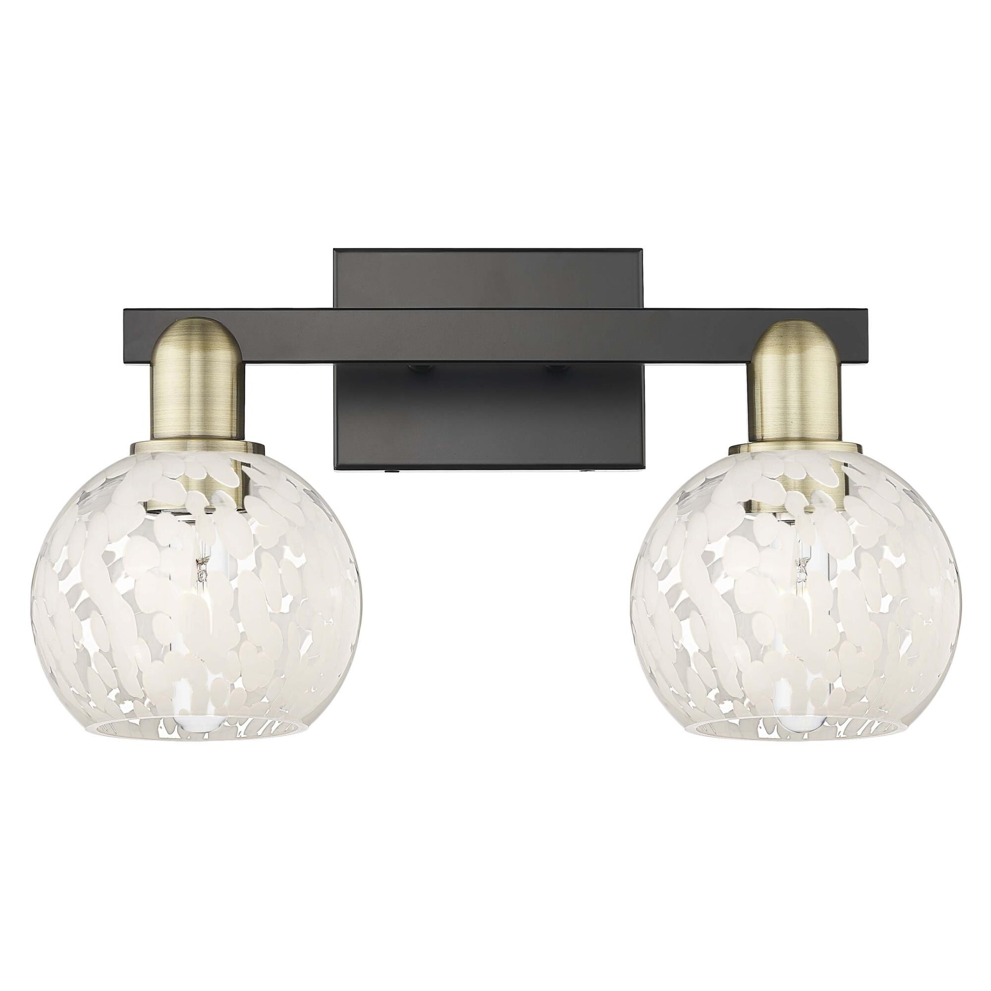 Shown in Black Antique Brass finish and White Mouchette glass