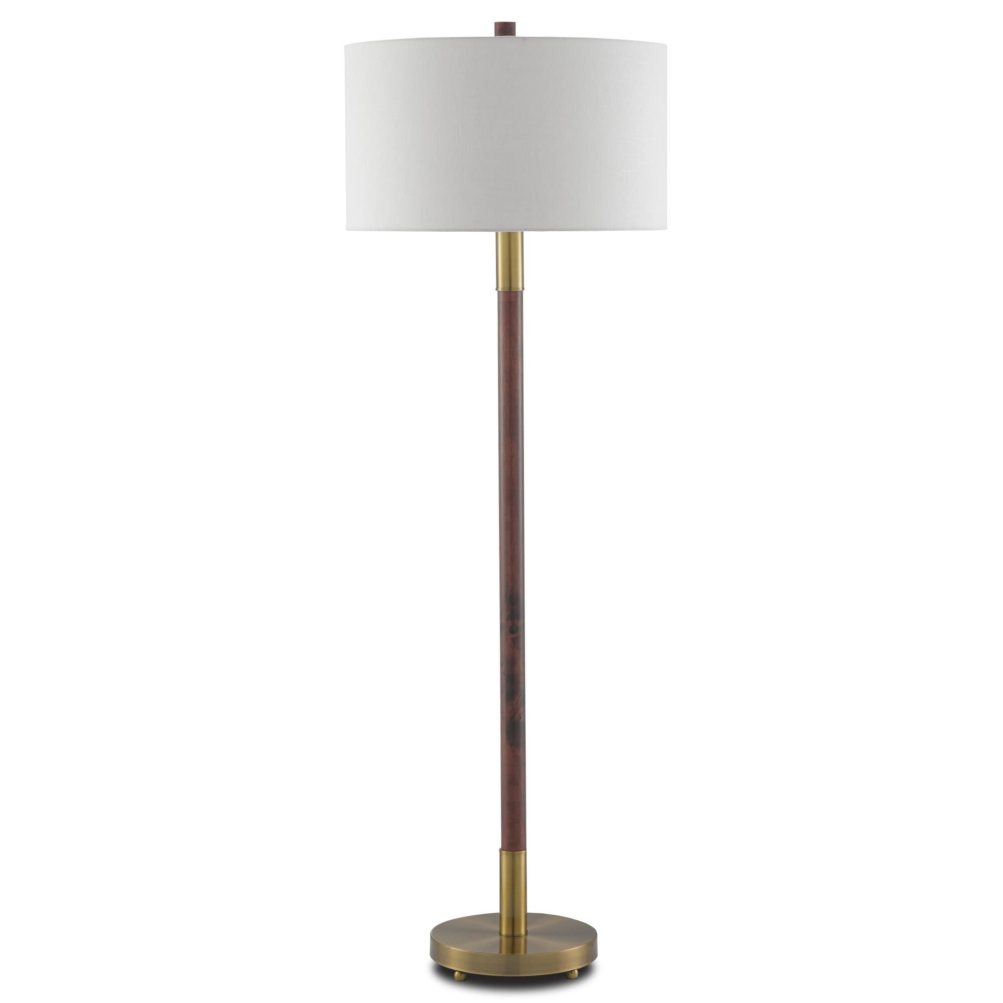 Shown in Mahogany/Antique Brass finish and Off White Linen shade